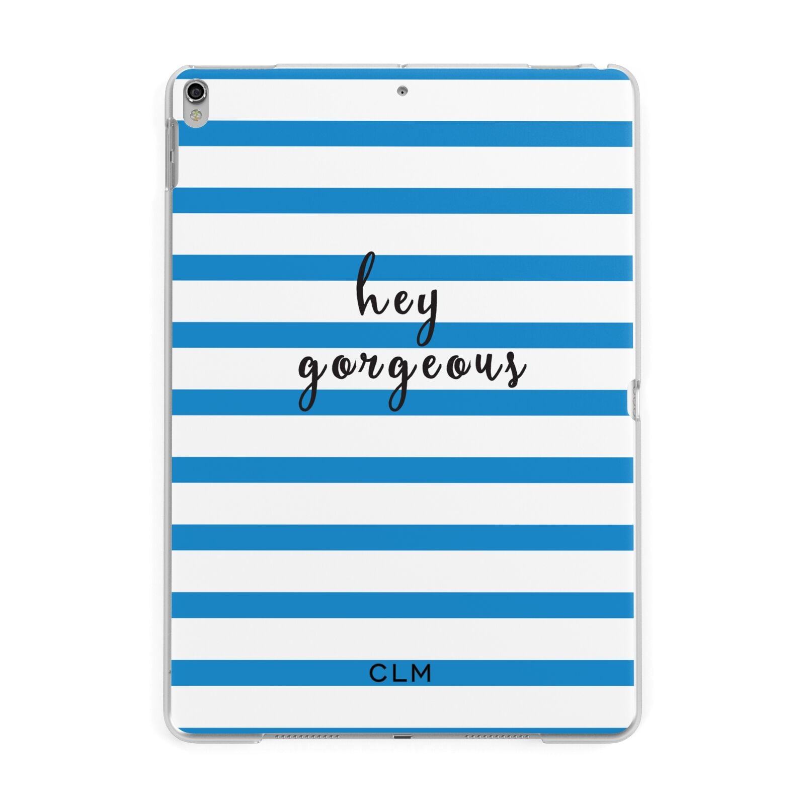 Personalised Blue Hey Gorgeous Apple iPad Silver Case