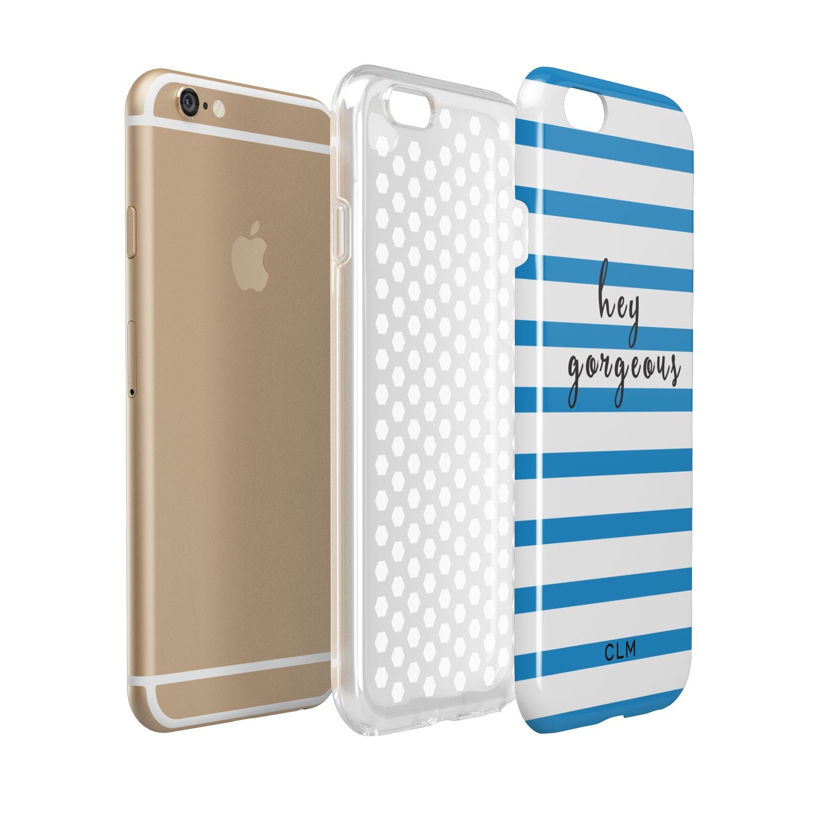 Personalised Blue Hey Gorgeous Apple iPhone 6 3D Tough Case Expanded view