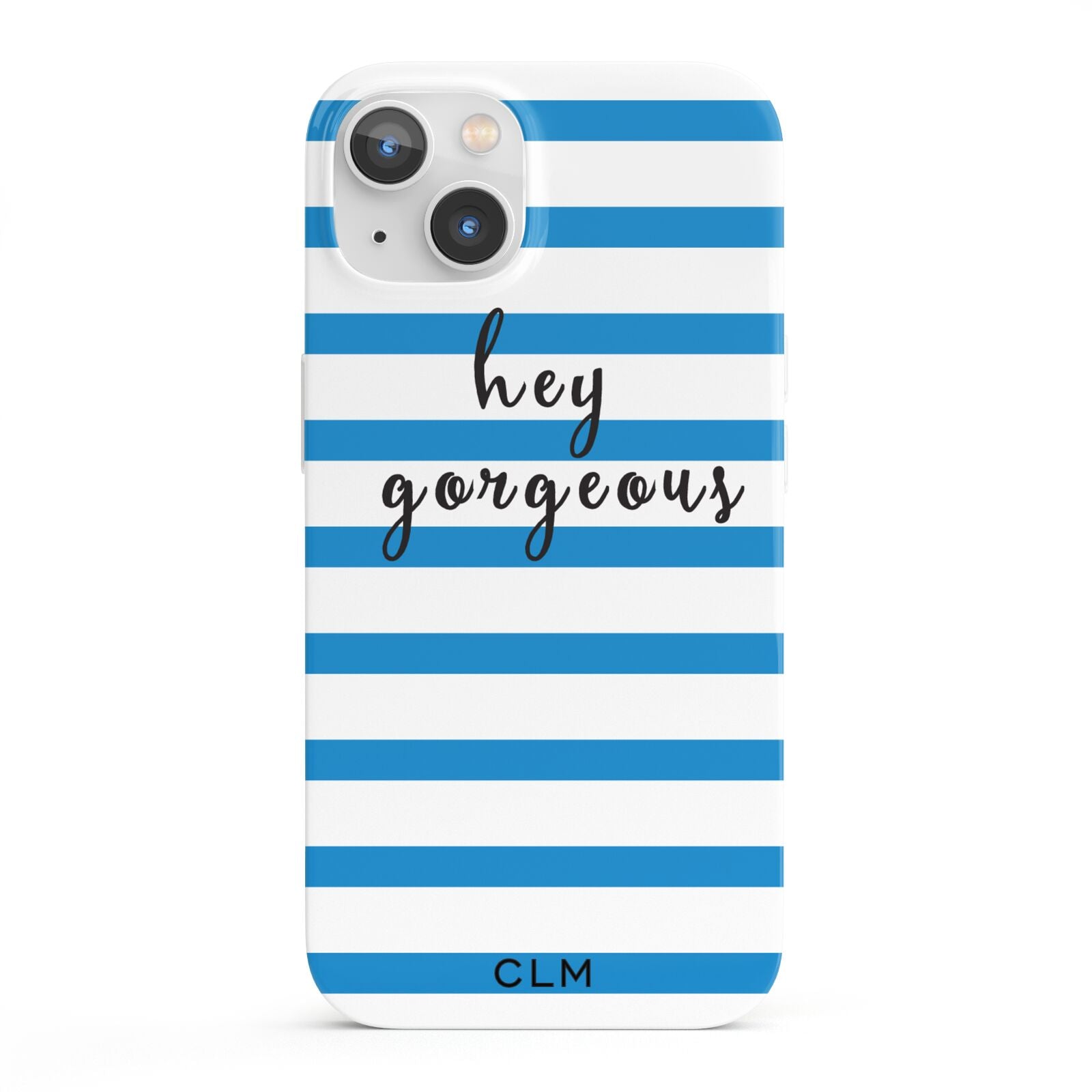 Personalised Blue Hey Gorgeous iPhone 13 Full Wrap 3D Snap Case