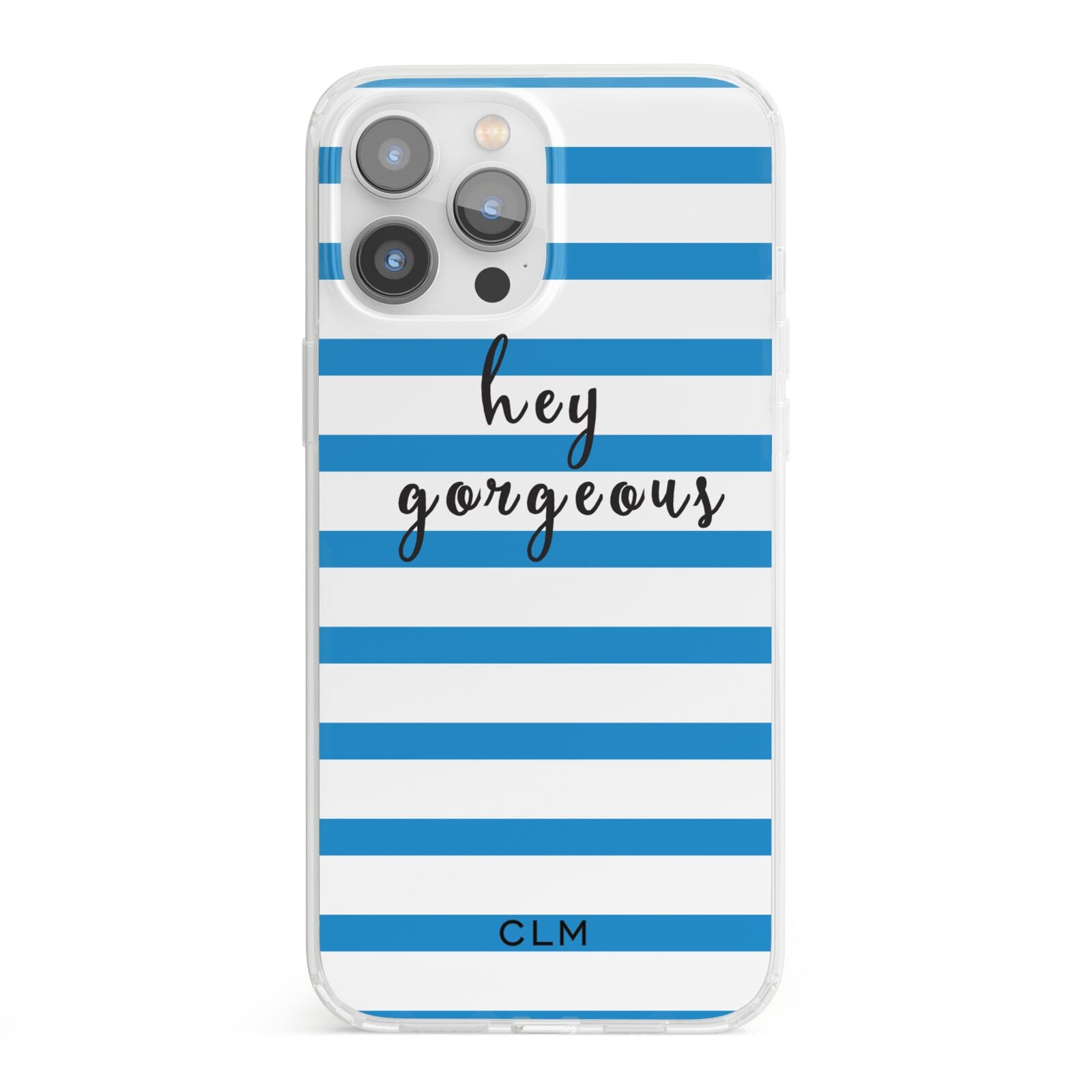 Personalised Blue Hey Gorgeous iPhone 13 Pro Max Clear Bumper Case