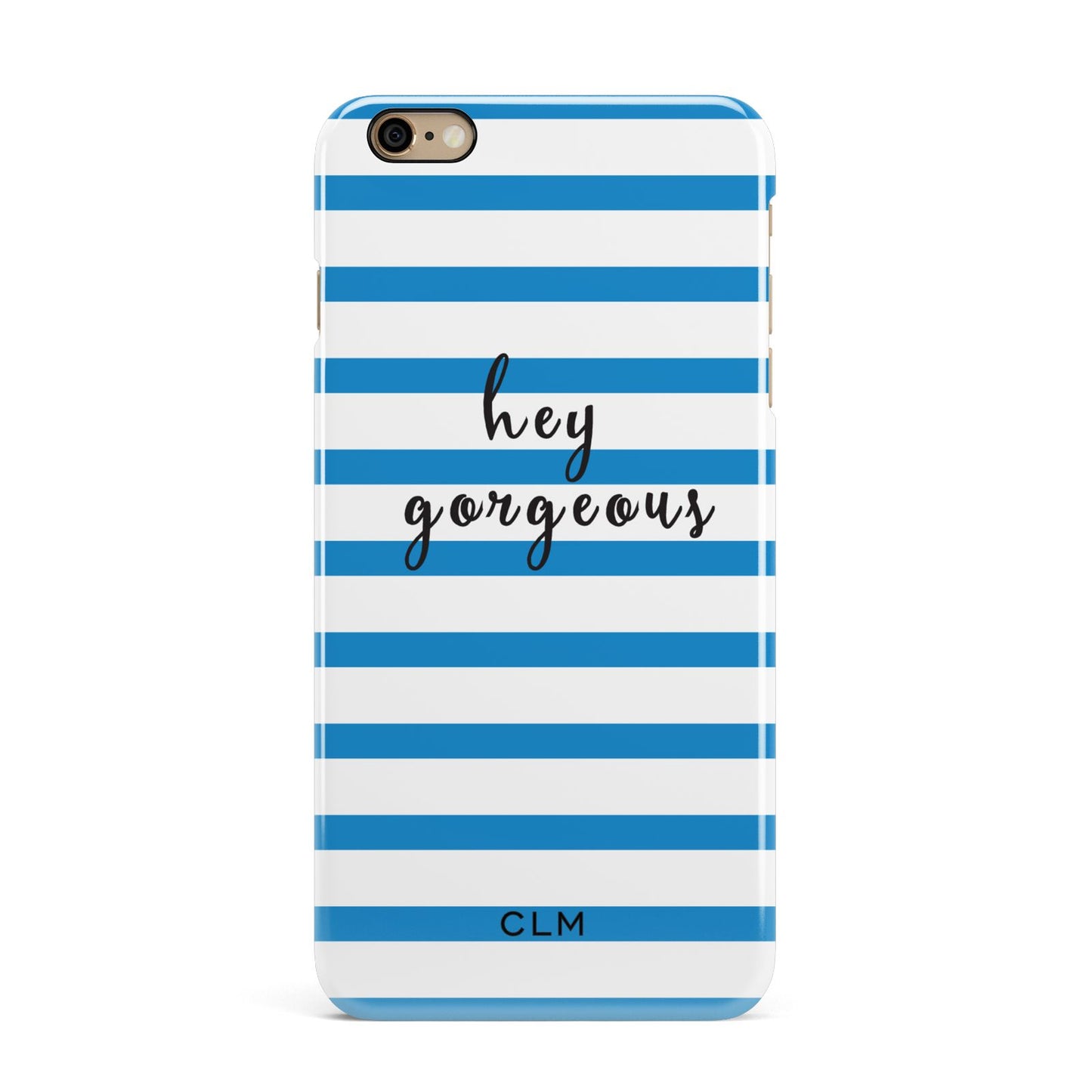 Personalised Blue Hey Gorgeous iPhone 6 Plus 3D Snap Case on Gold Phone