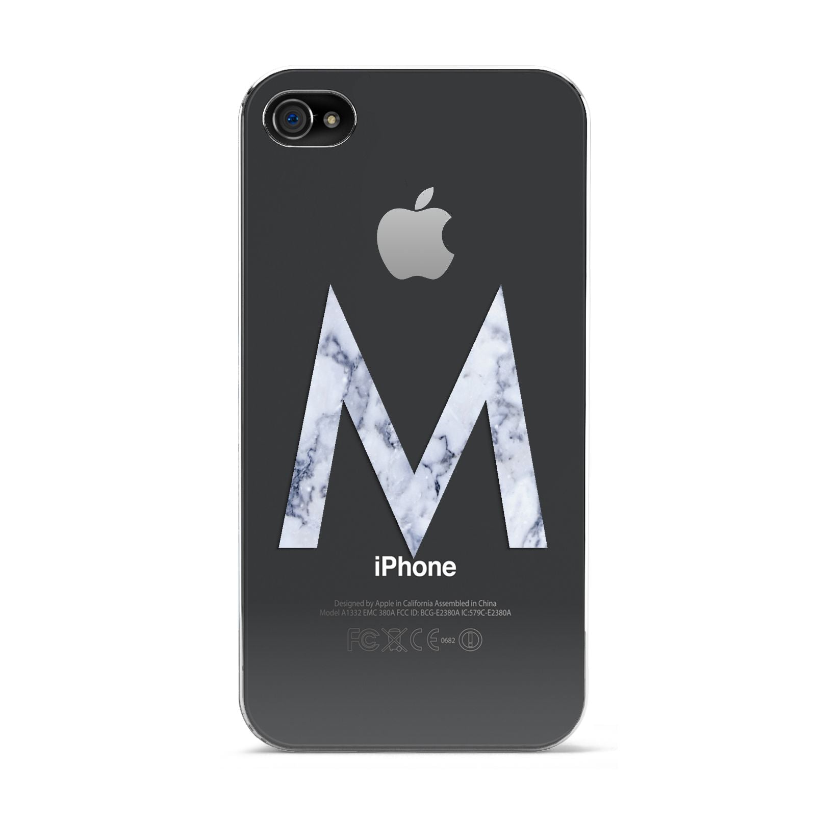 Personalised Blue Marble Initial Clear Custom Apple iPhone 4s Case