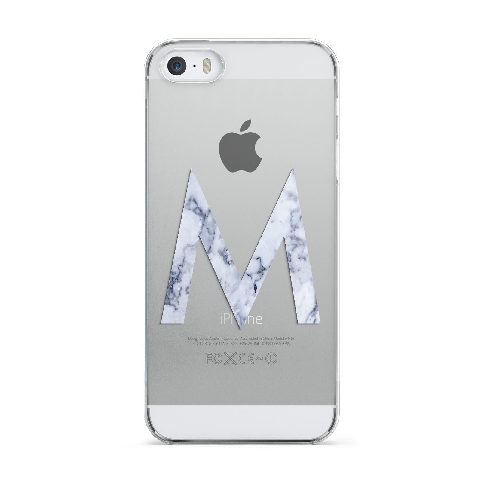 Personalised Blue Marble Initial Clear Custom Apple iPhone 5 Case