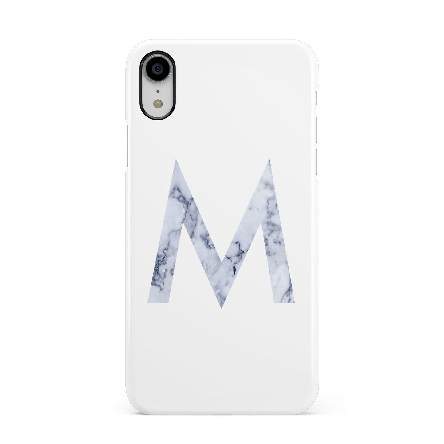 Personalised Blue Marble Initial Clear Custom Apple iPhone XR White 3D Snap Case