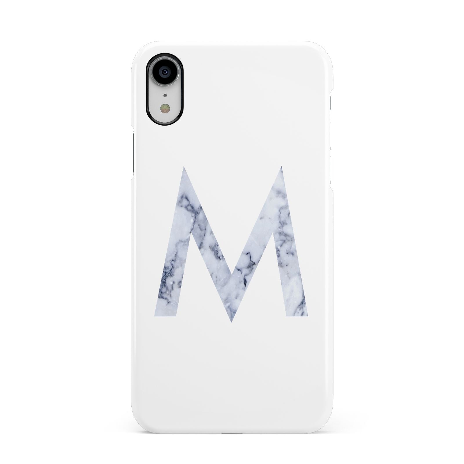 Personalised Blue Marble Initial Clear Custom Apple iPhone XR White 3D Snap Case