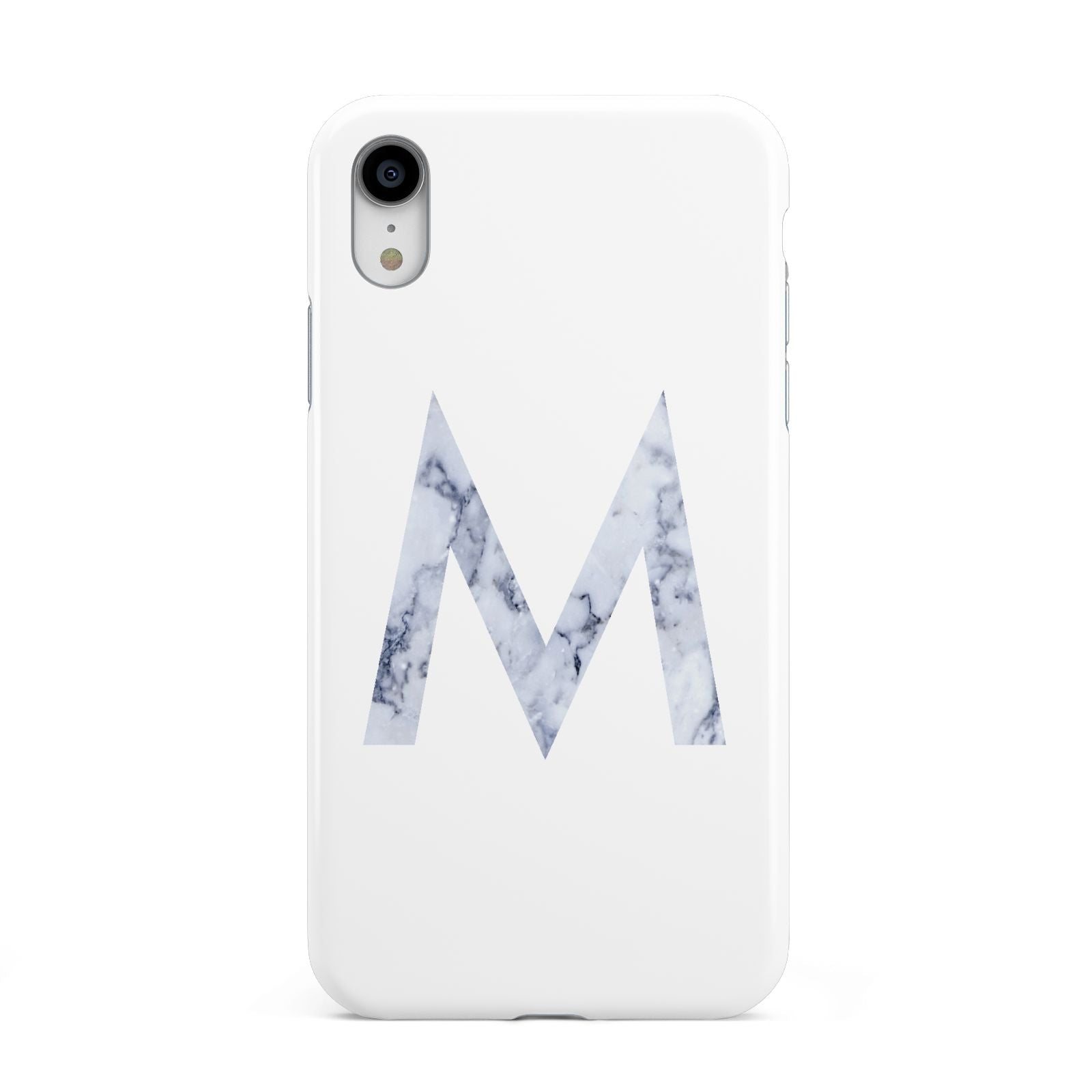 Personalised Blue Marble Initial Clear Custom Apple iPhone XR White 3D Tough Case