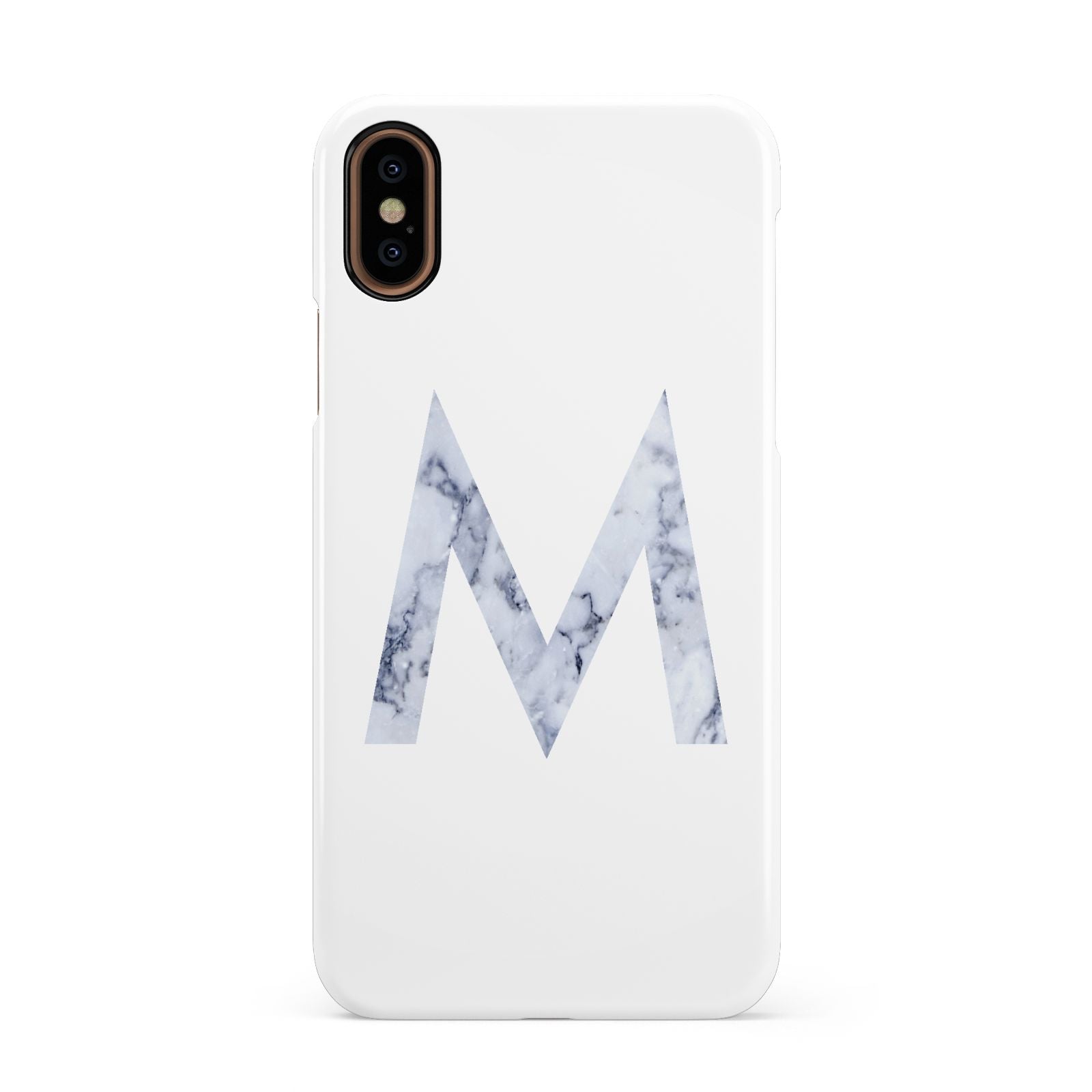 Personalised Blue Marble Initial Clear Custom Apple iPhone XS 3D Snap Case