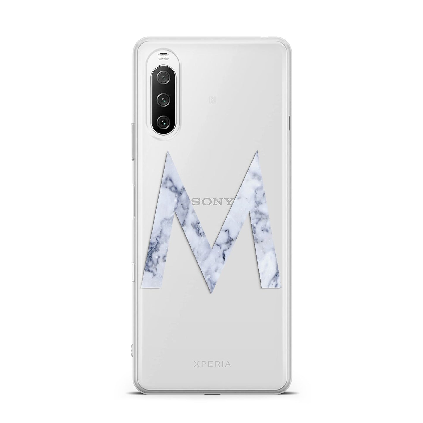 Personalised Blue Marble Initial Clear Custom Sony Xperia 10 III Case