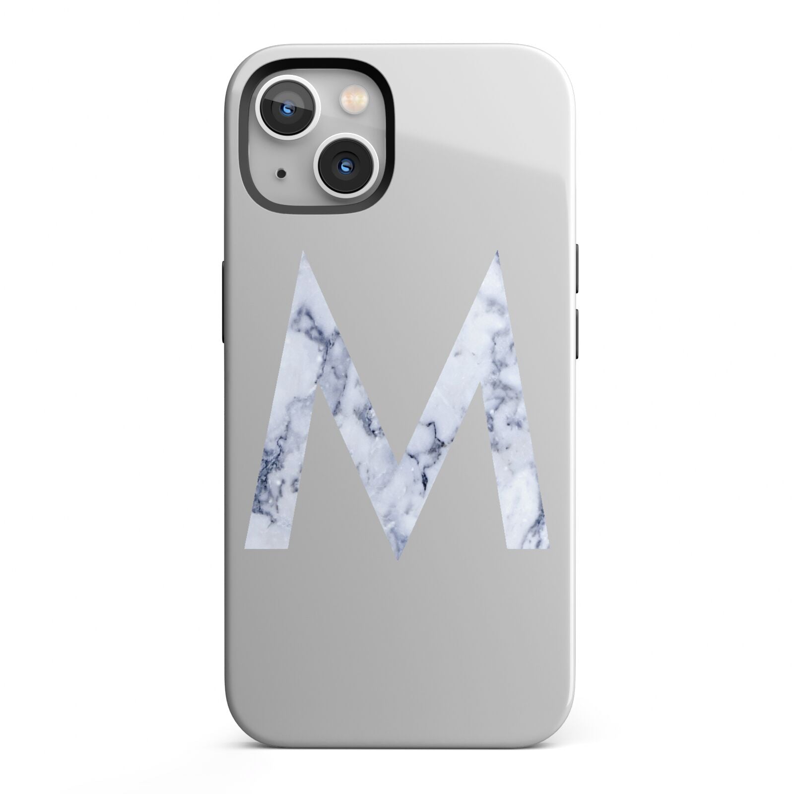 Personalised Blue Marble Initial Clear Custom iPhone 13 Full Wrap 3D Tough Case