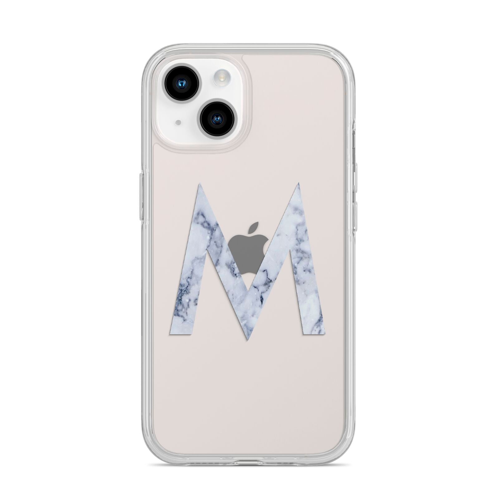 Personalised Blue Marble Initial Clear Custom iPhone 14 Clear Tough Case Starlight