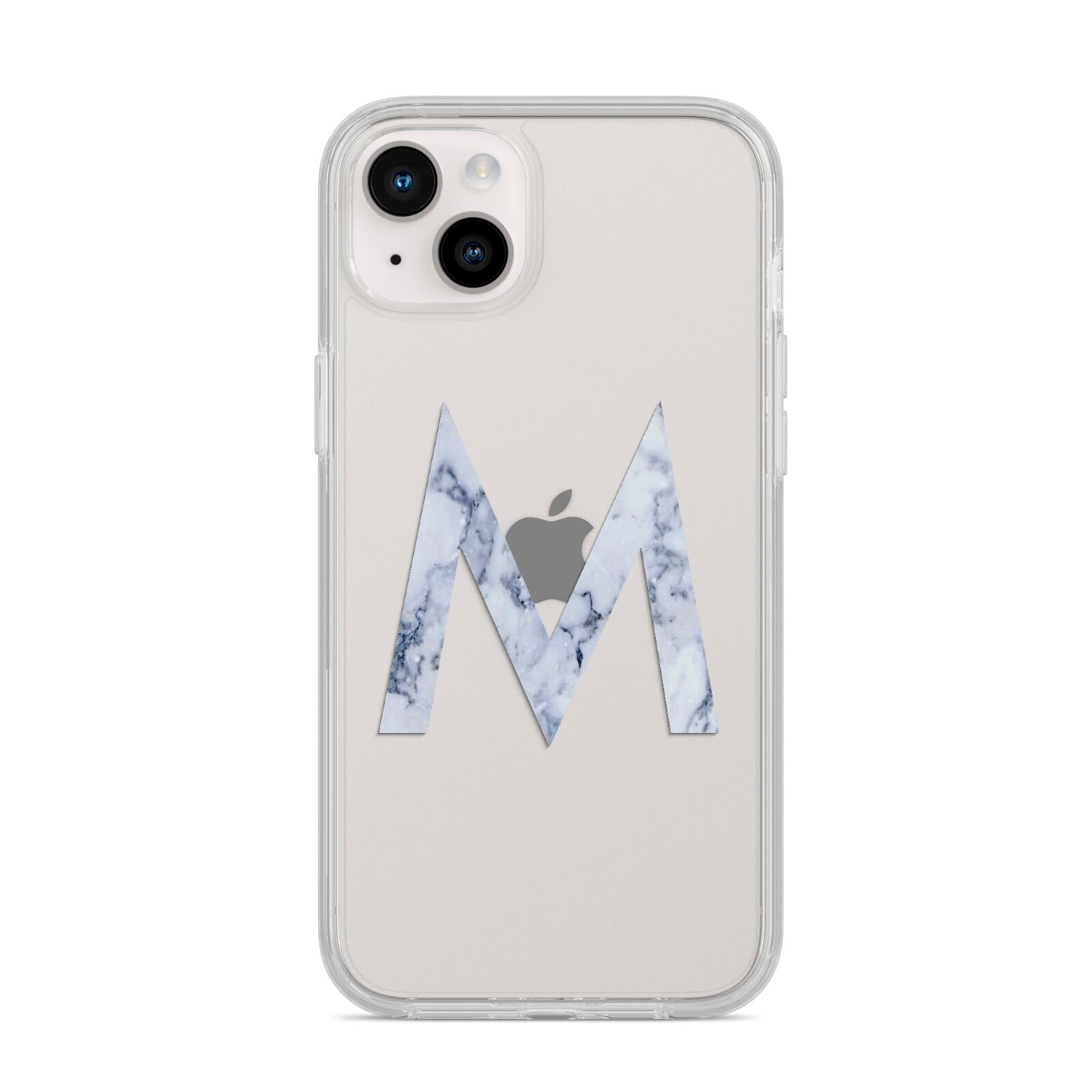 Personalised Blue Marble Initial Clear Custom iPhone 14 Plus Clear Tough Case Starlight