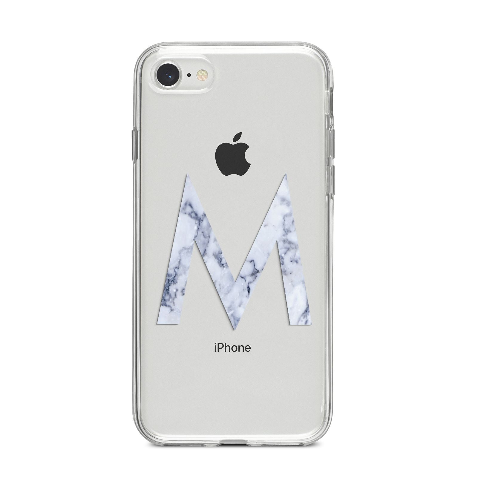 Personalised Blue Marble Initial Clear Custom iPhone 8 Bumper Case on Silver iPhone