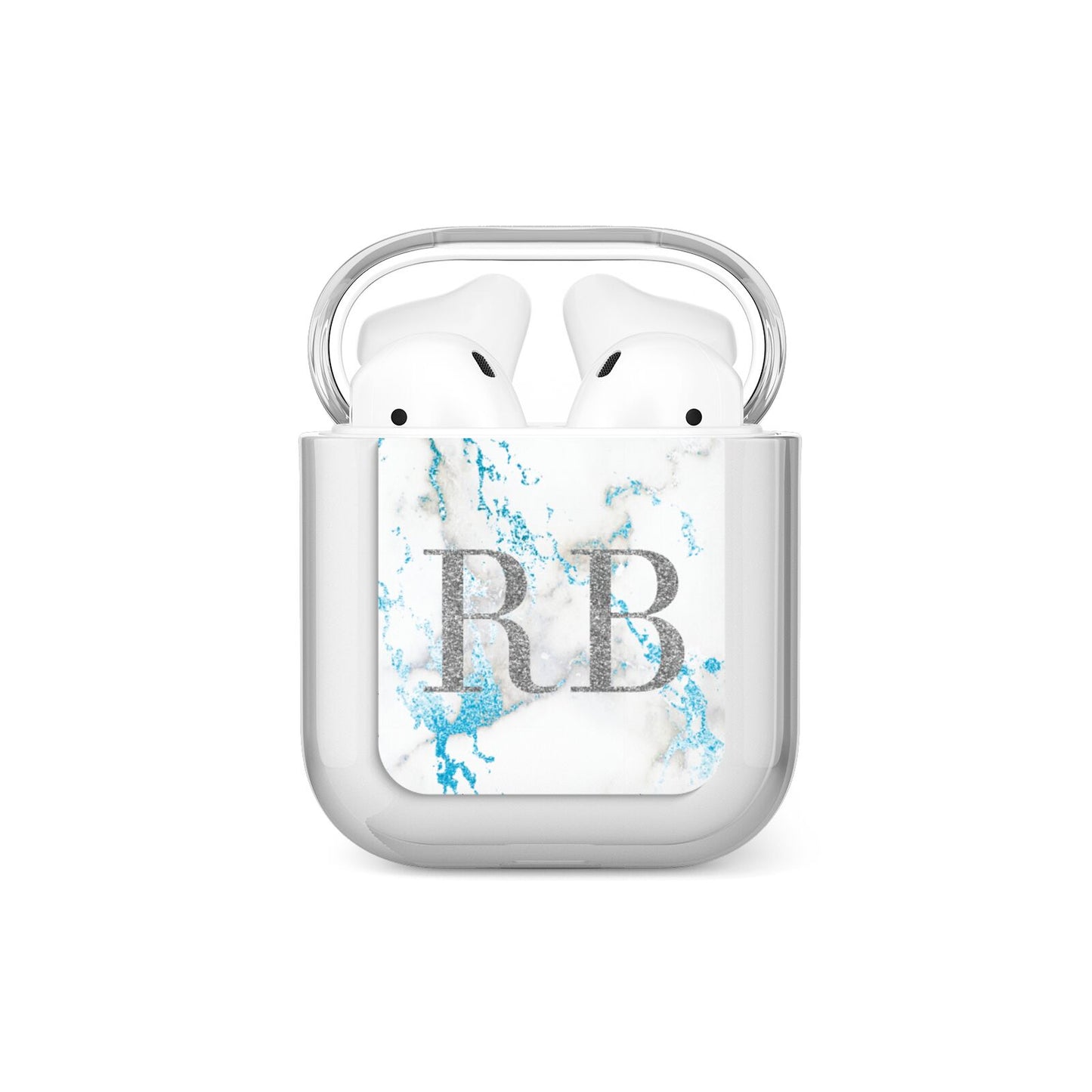 Personalised Blue Marble Initials AirPods Case