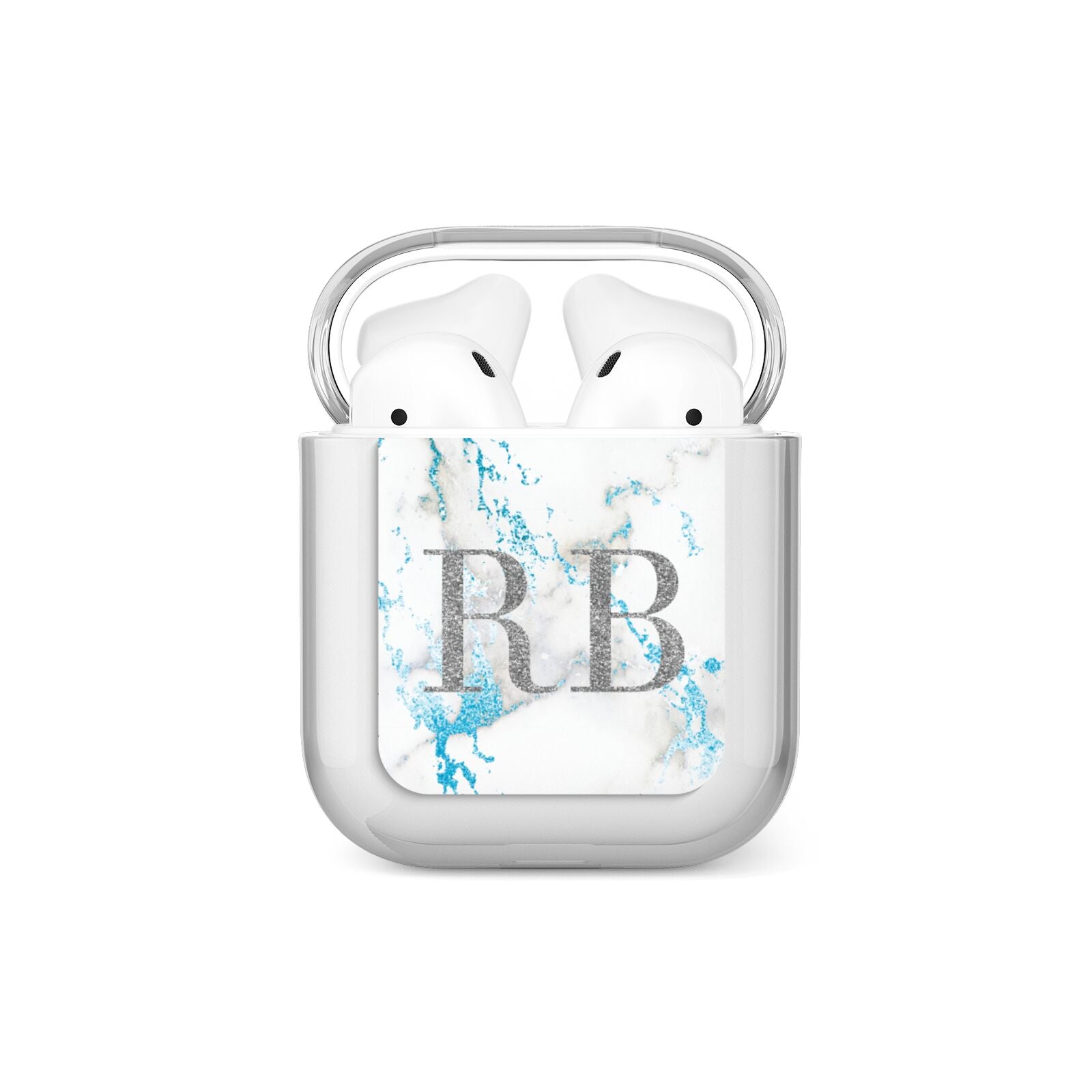 Personalised Blue Marble Initials AirPods Case