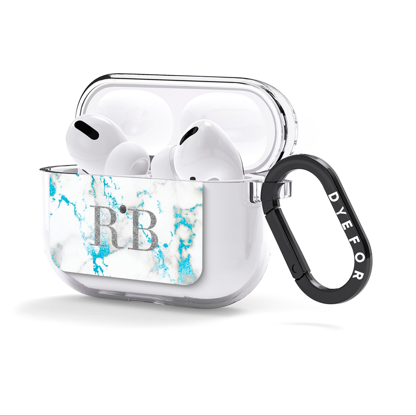 Personalised Blue Marble Initials AirPods Clear Case 3rd Gen Side Image