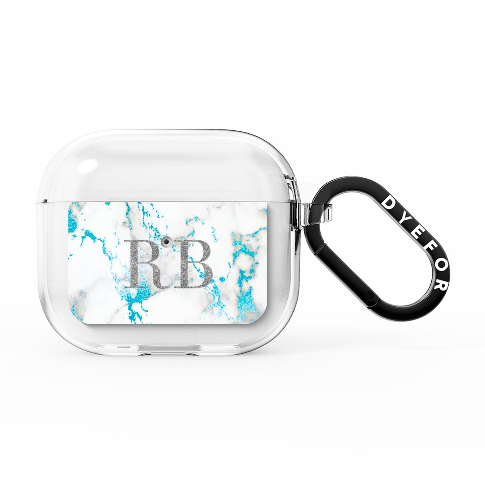 Personalised Blue Marble Initials AirPods Clear Case 3rd Gen