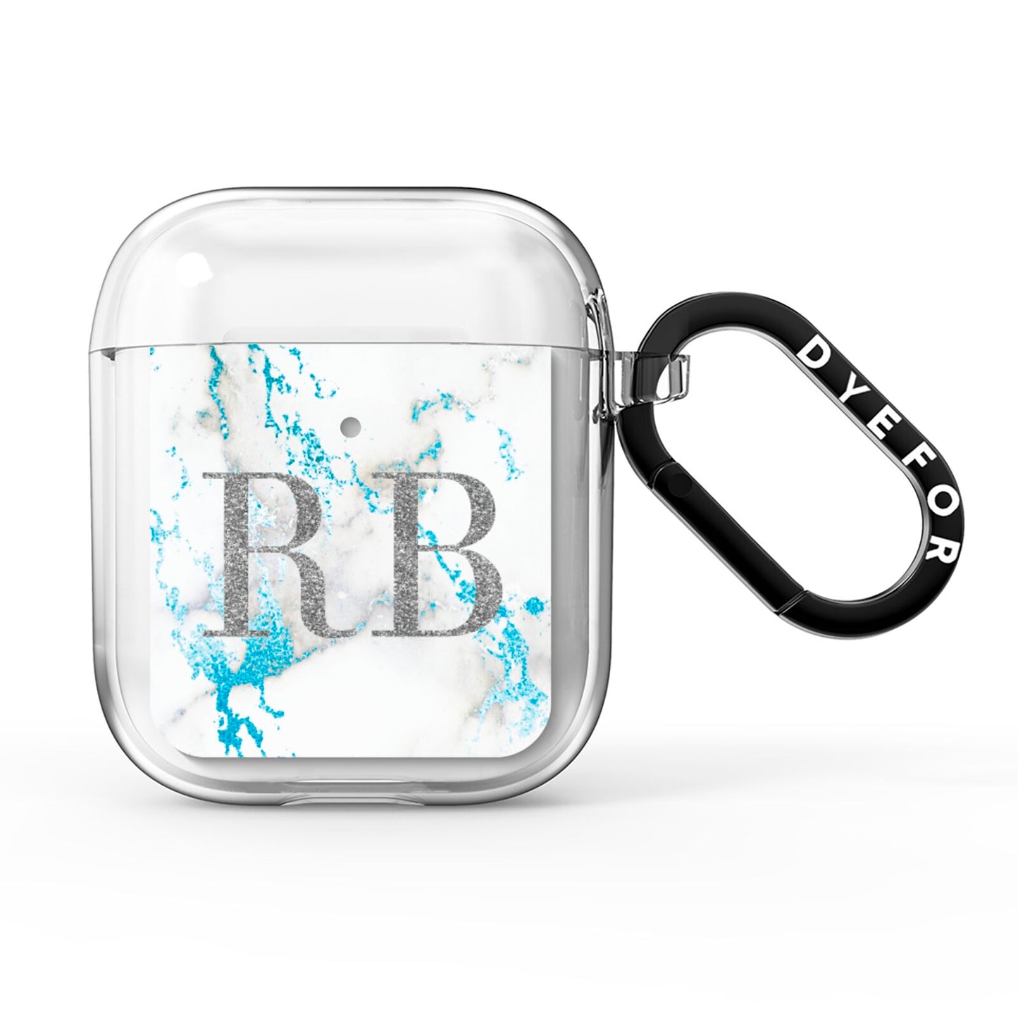 Personalised Blue Marble Initials AirPods Clear Case