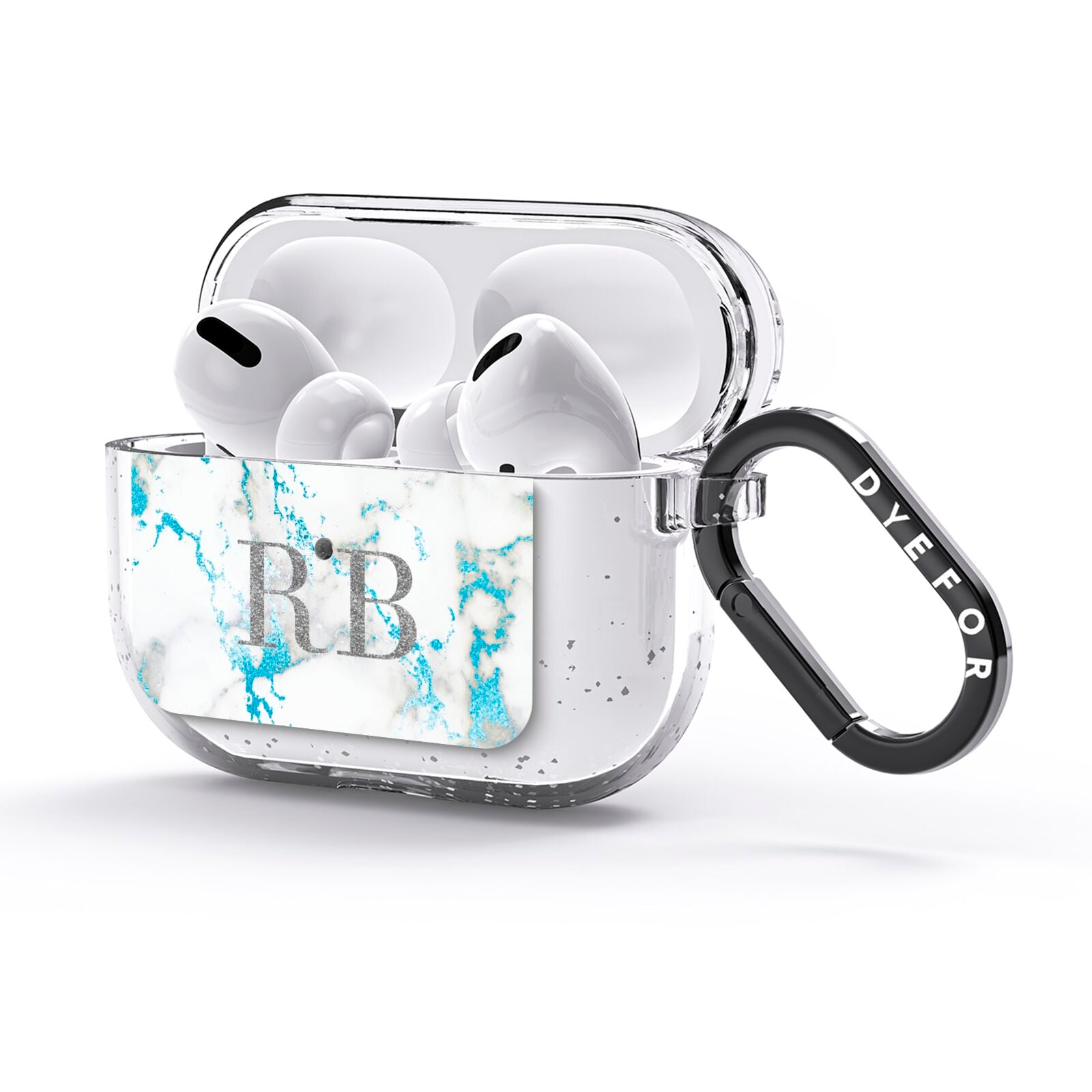 Personalised Blue Marble Initials AirPods Glitter Case 3rd Gen Side Image