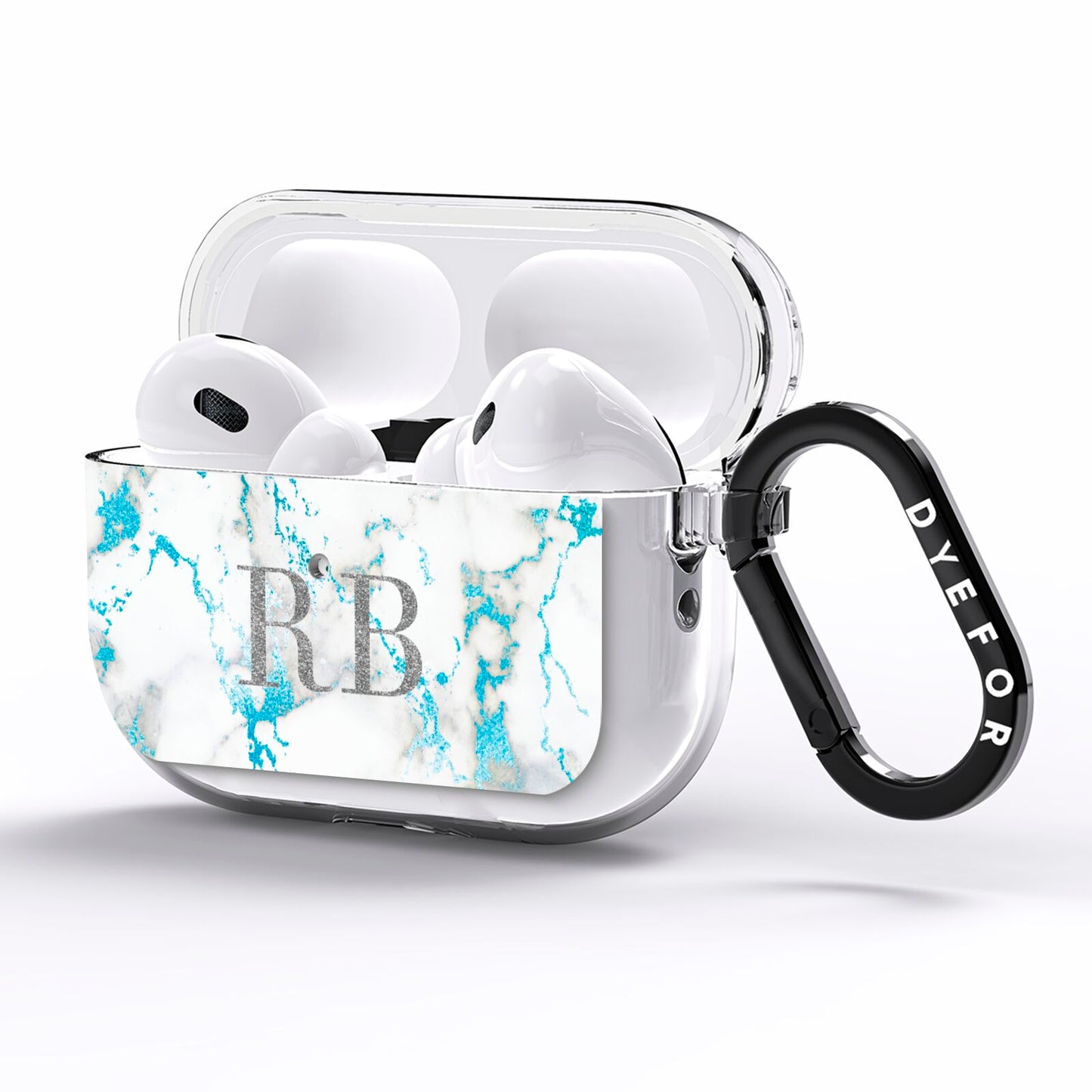 Personalised Blue Marble Initials AirPods Pro Clear Case Side Image