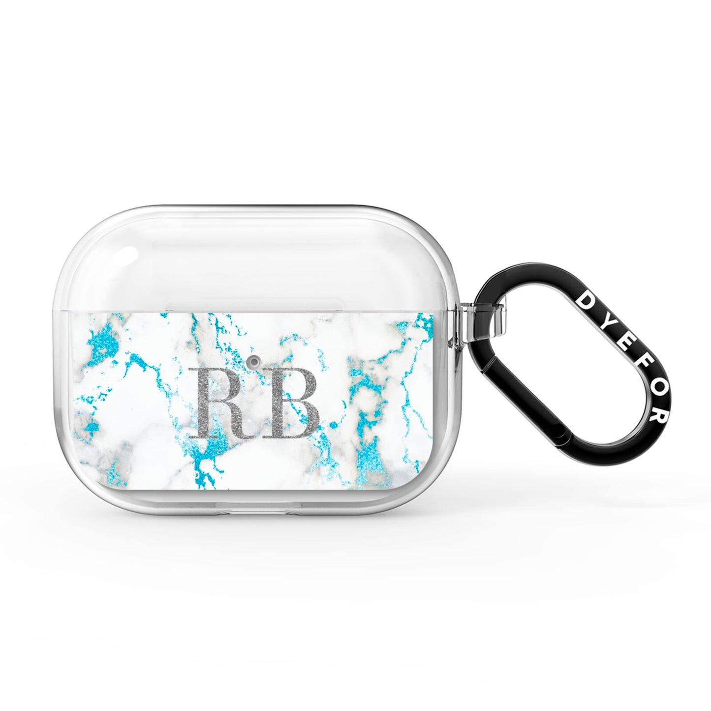 Personalised Blue Marble Initials AirPods Pro Clear Case