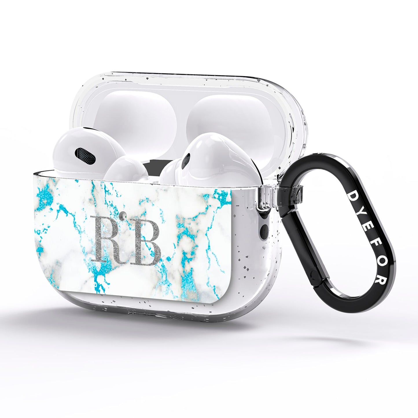 Personalised Blue Marble Initials AirPods Pro Glitter Case Side Image