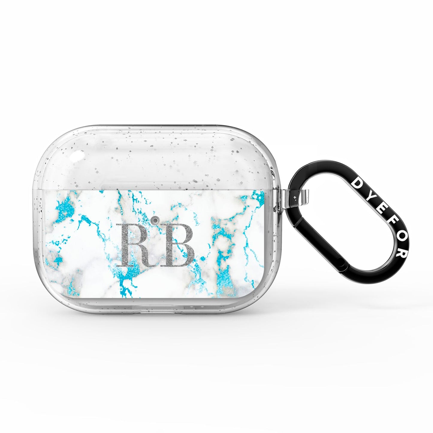 Personalised Blue Marble Initials AirPods Pro Glitter Case