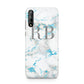 Personalised Blue Marble Initials Huawei Enjoy 10s Phone Case