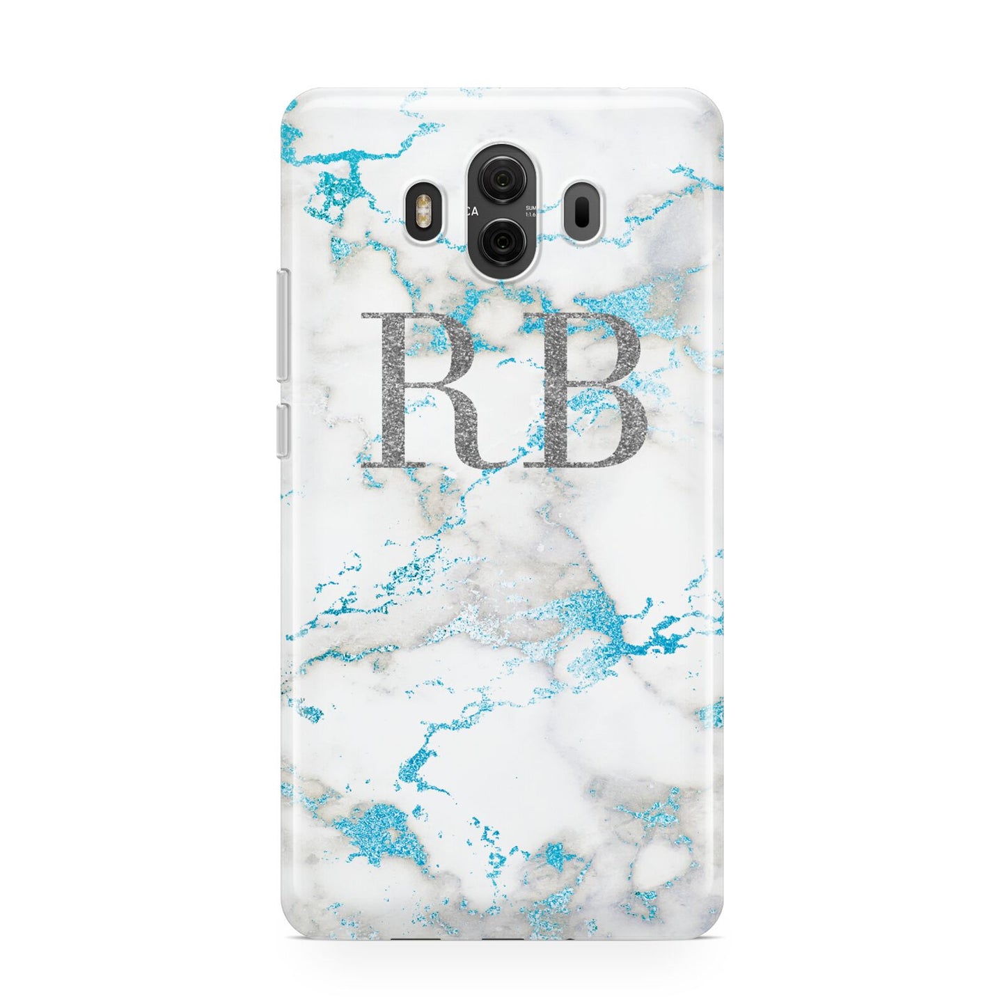 Personalised Blue Marble Initials Huawei Mate 10 Protective Phone Case
