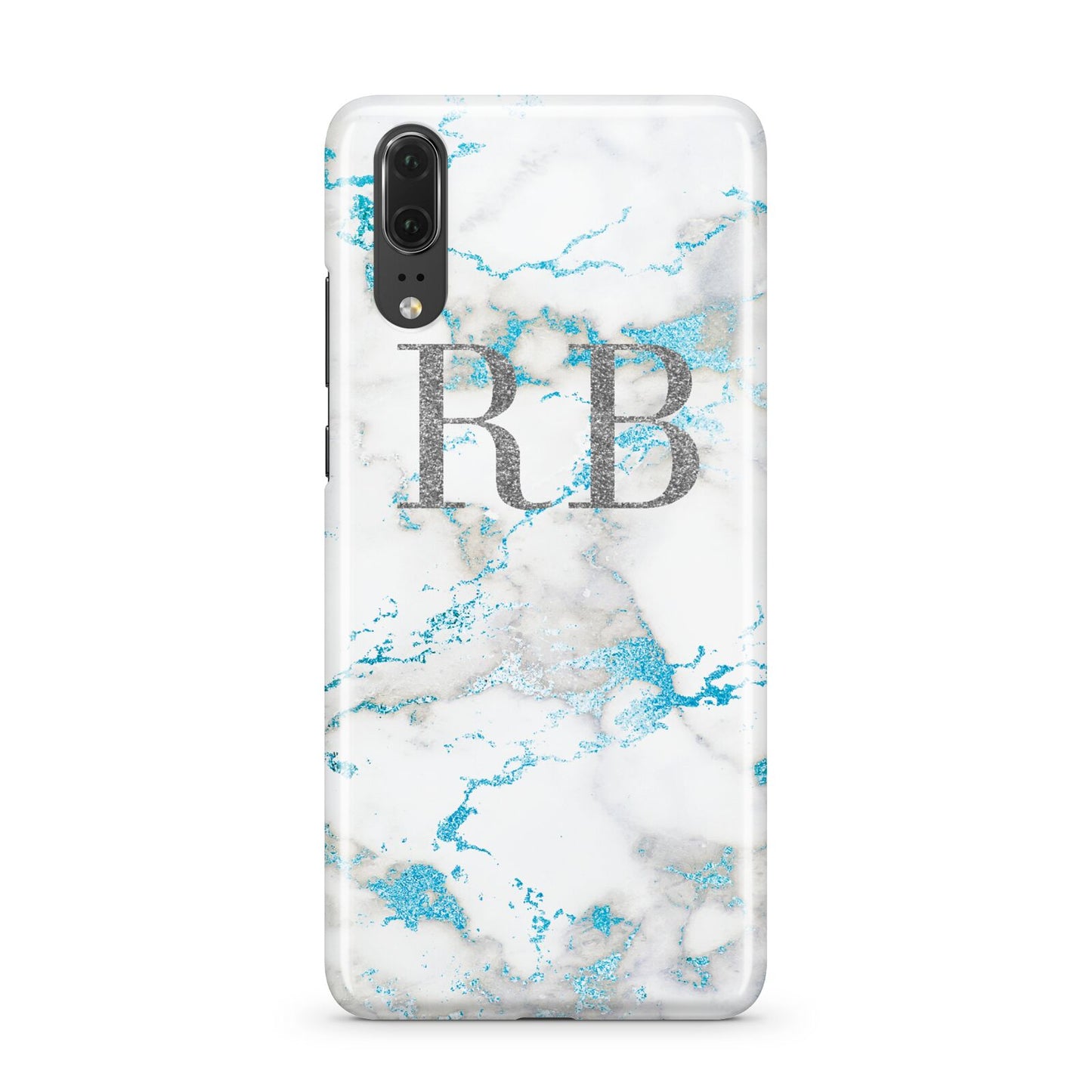 Personalised Blue Marble Initials Huawei P20 Phone Case