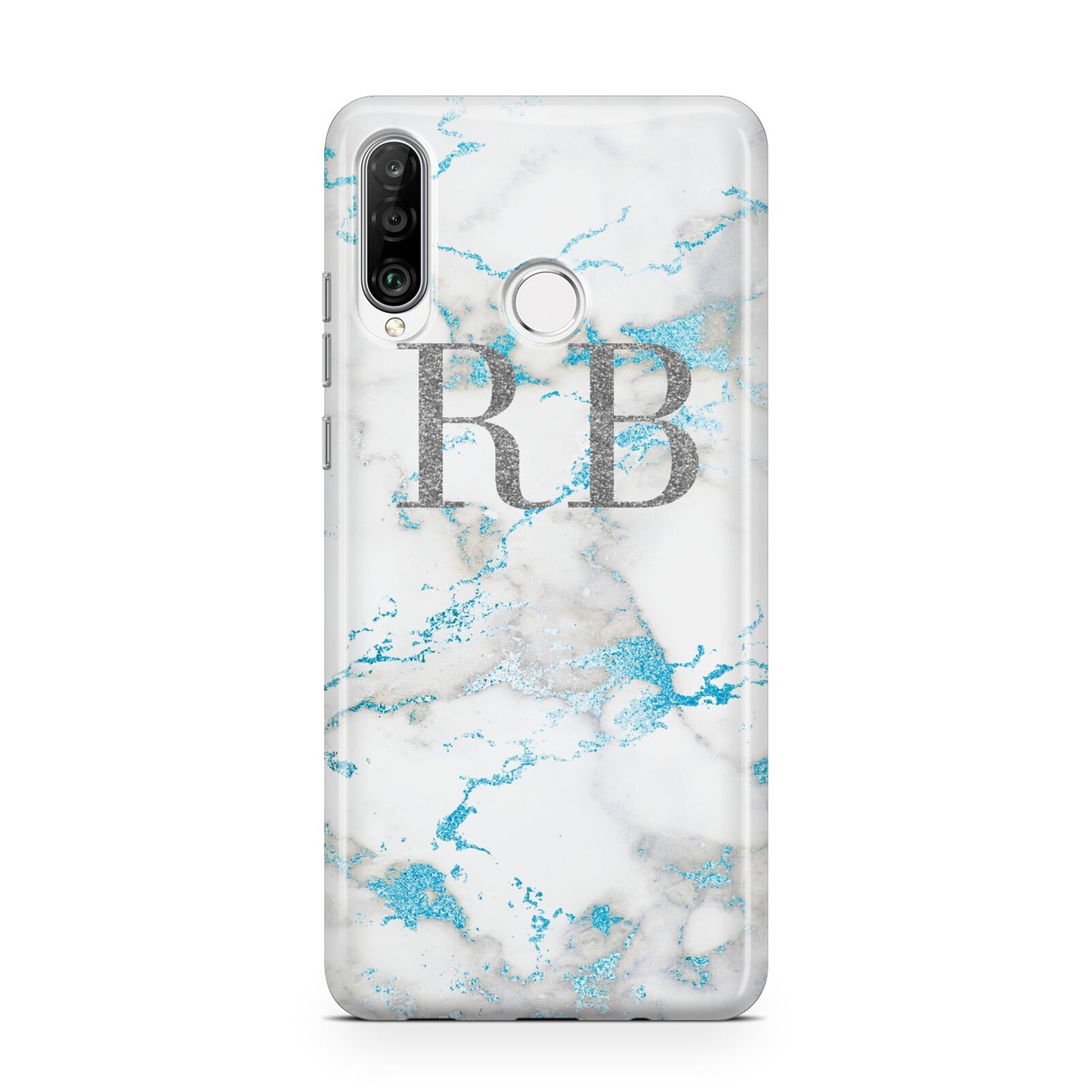Personalised Blue Marble Initials Huawei P30 Lite Phone Case