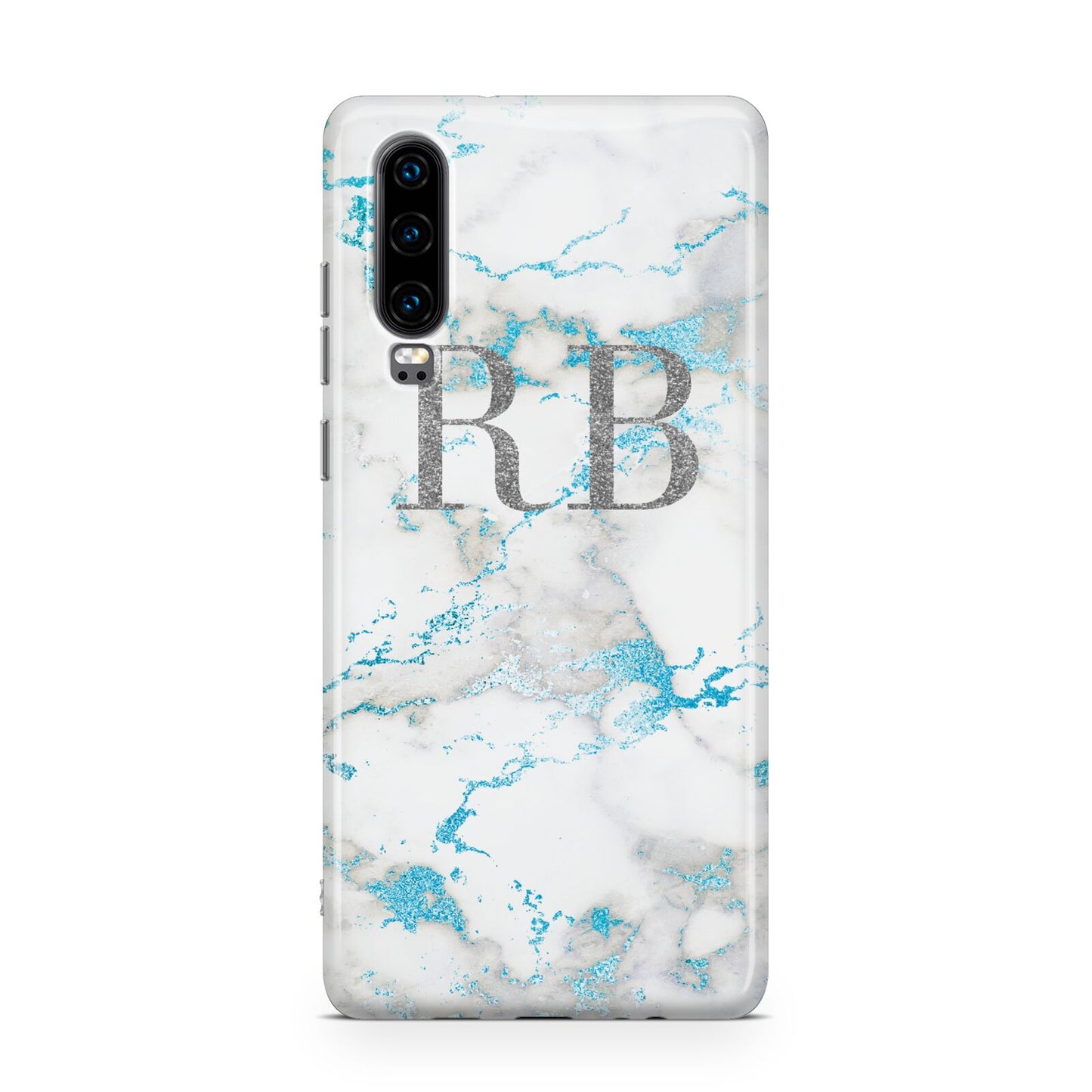 Personalised Blue Marble Initials Huawei P30 Phone Case