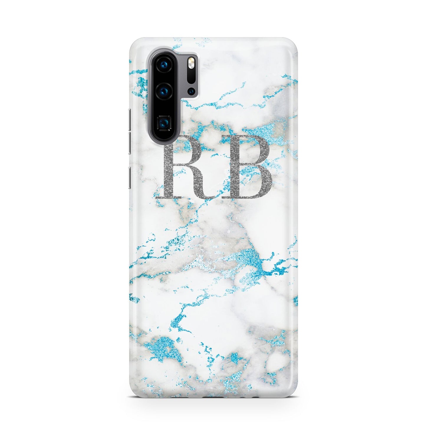 Personalised Blue Marble Initials Huawei P30 Pro Phone Case