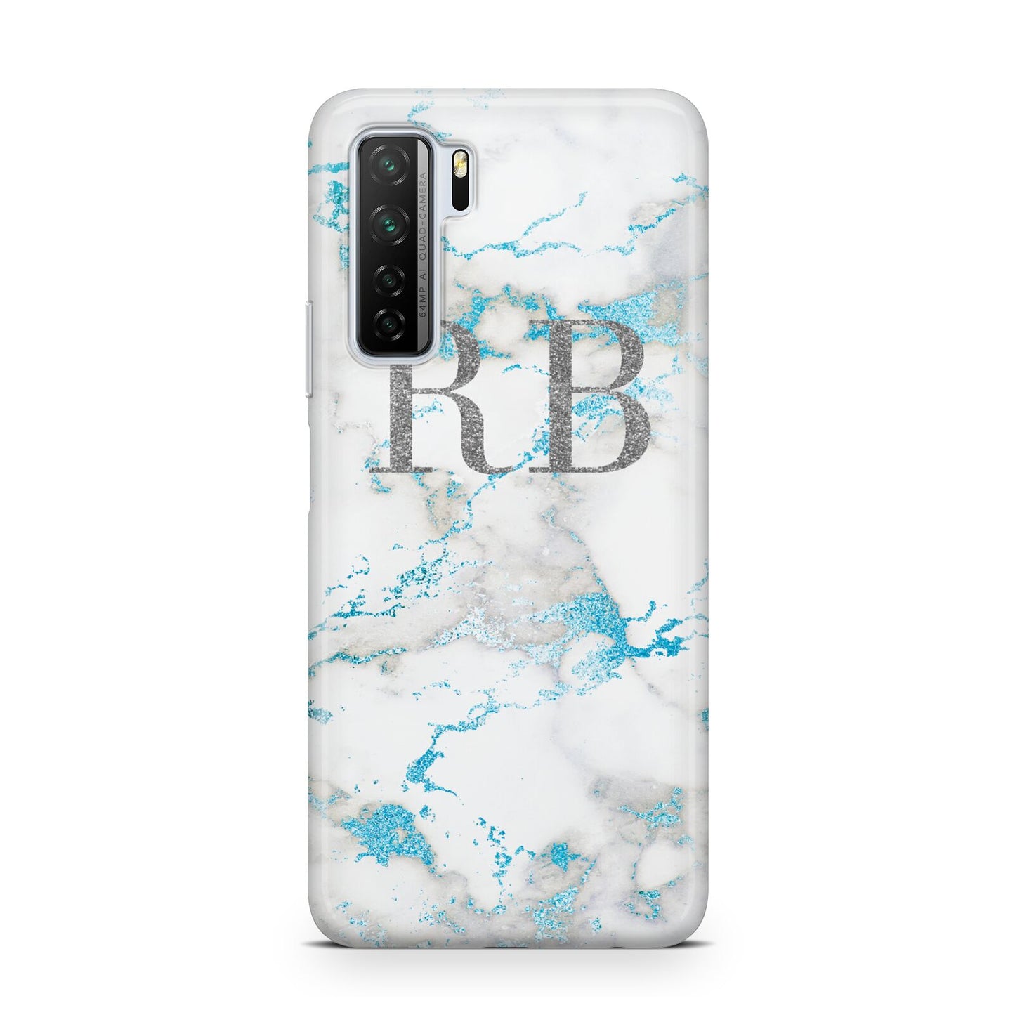 Personalised Blue Marble Initials Huawei P40 Lite 5G Phone Case