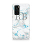 Personalised Blue Marble Initials Huawei P40 Phone Case