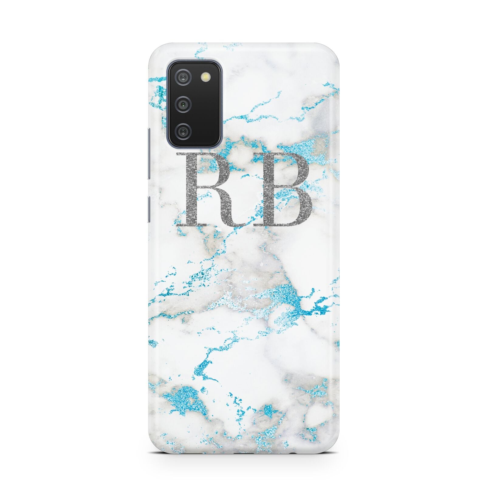 Personalised Blue Marble Initials Samsung A02s Case