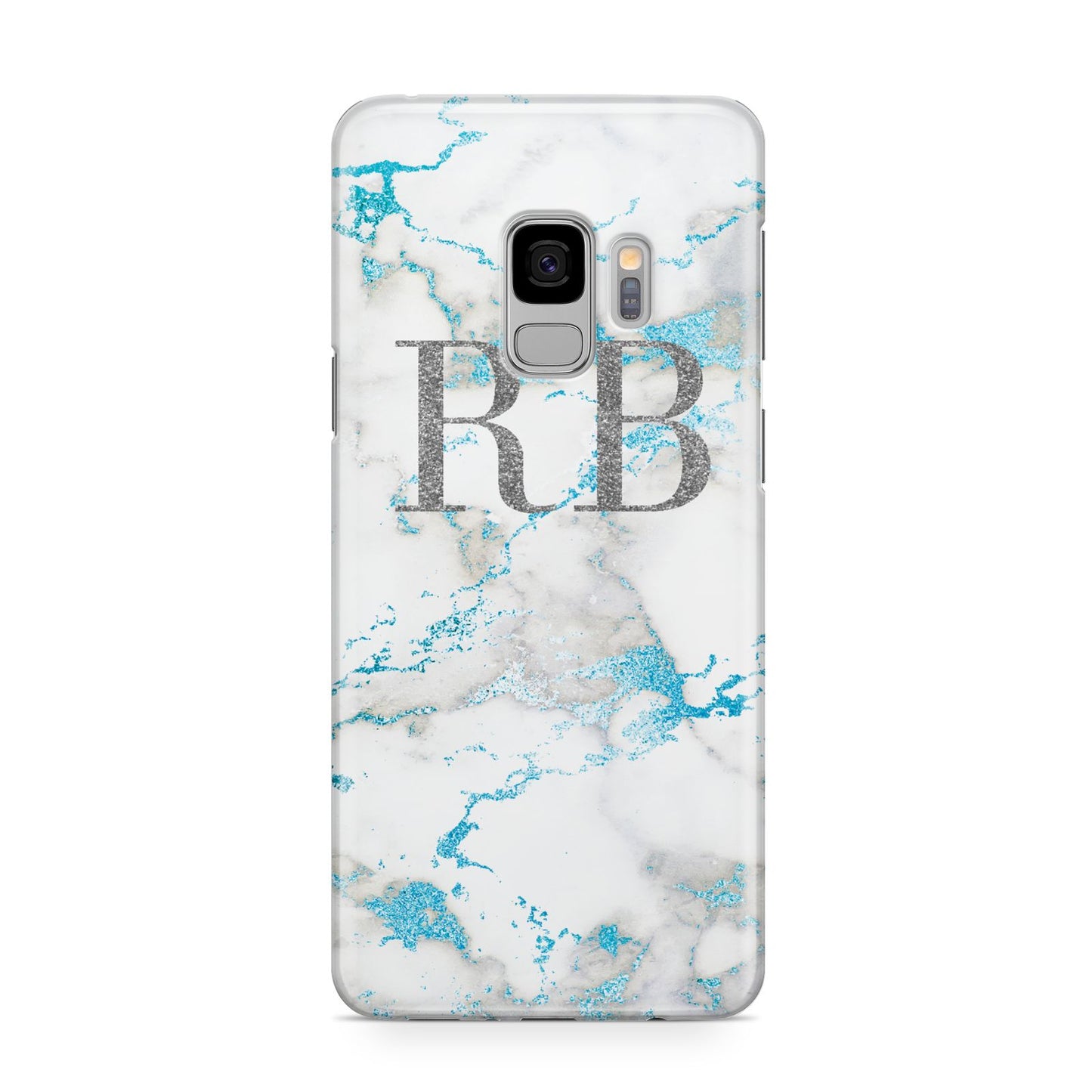 Personalised Blue Marble Initials Samsung Galaxy S9 Case