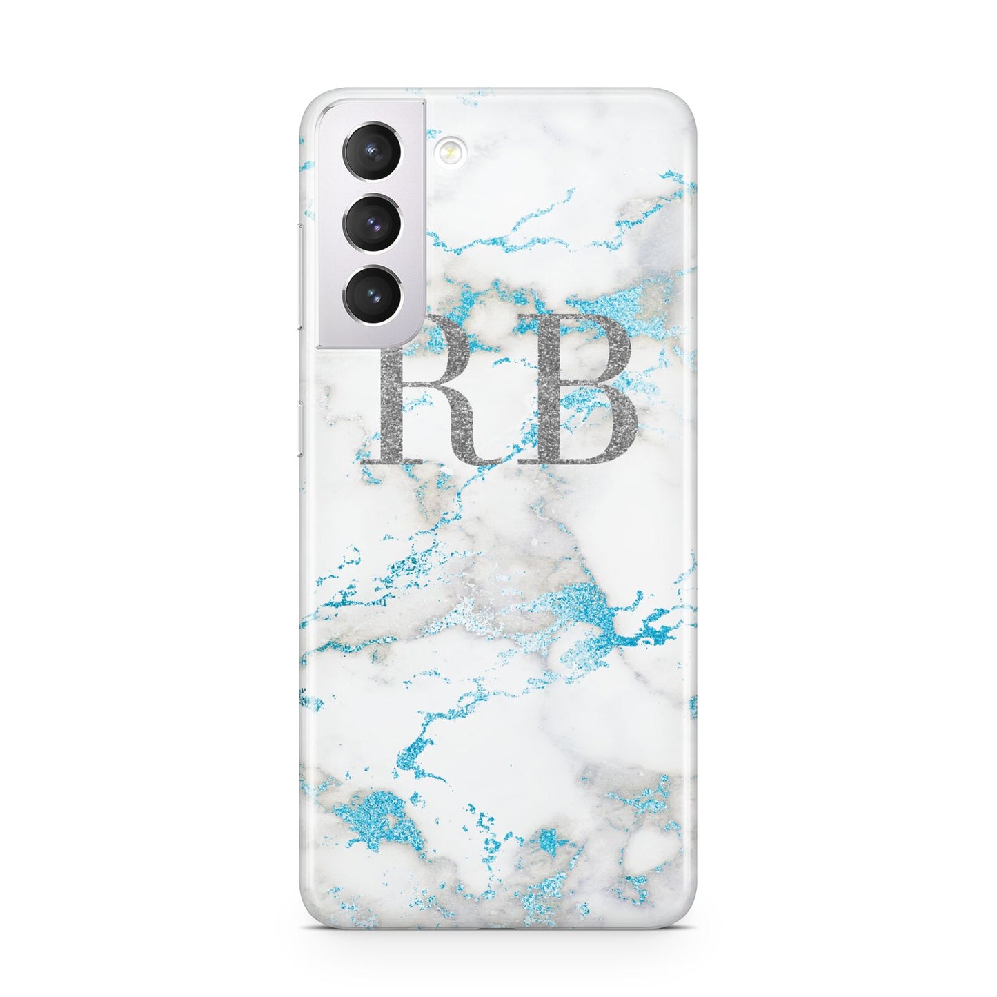 Personalised Blue Marble Initials Samsung S21 Case