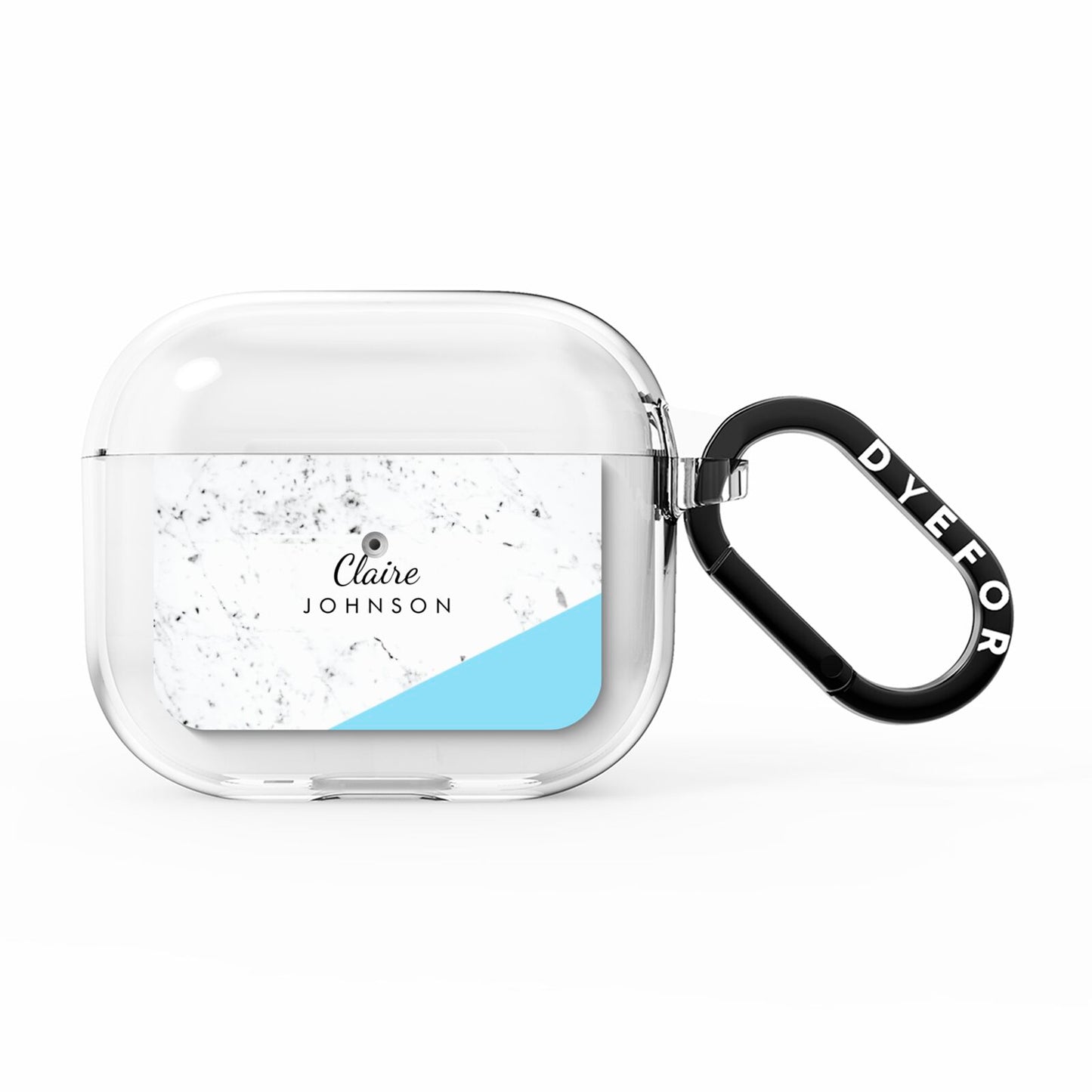 Personalised Blue Marble With Name Initials AirPods Clear Case 3rd Gen