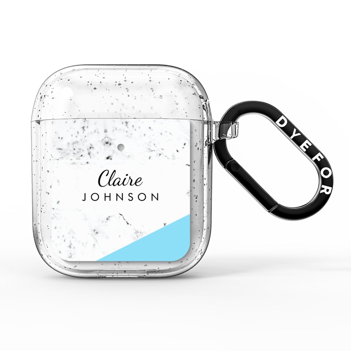 Personalised Blue Marble With Name Initials AirPods Glitter Case