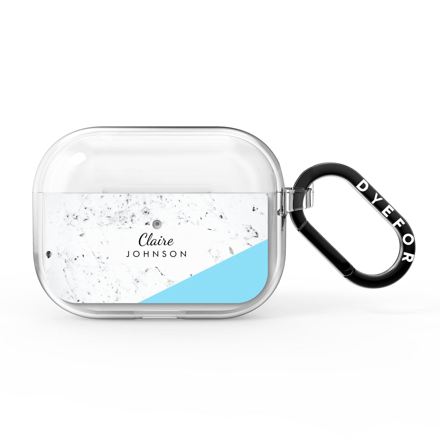 Personalised Blue Marble With Name Initials AirPods Pro Clear Case