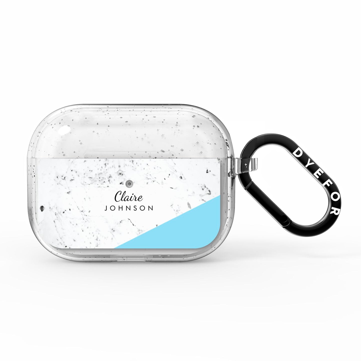 Personalised Blue Marble With Name Initials AirPods Pro Glitter Case