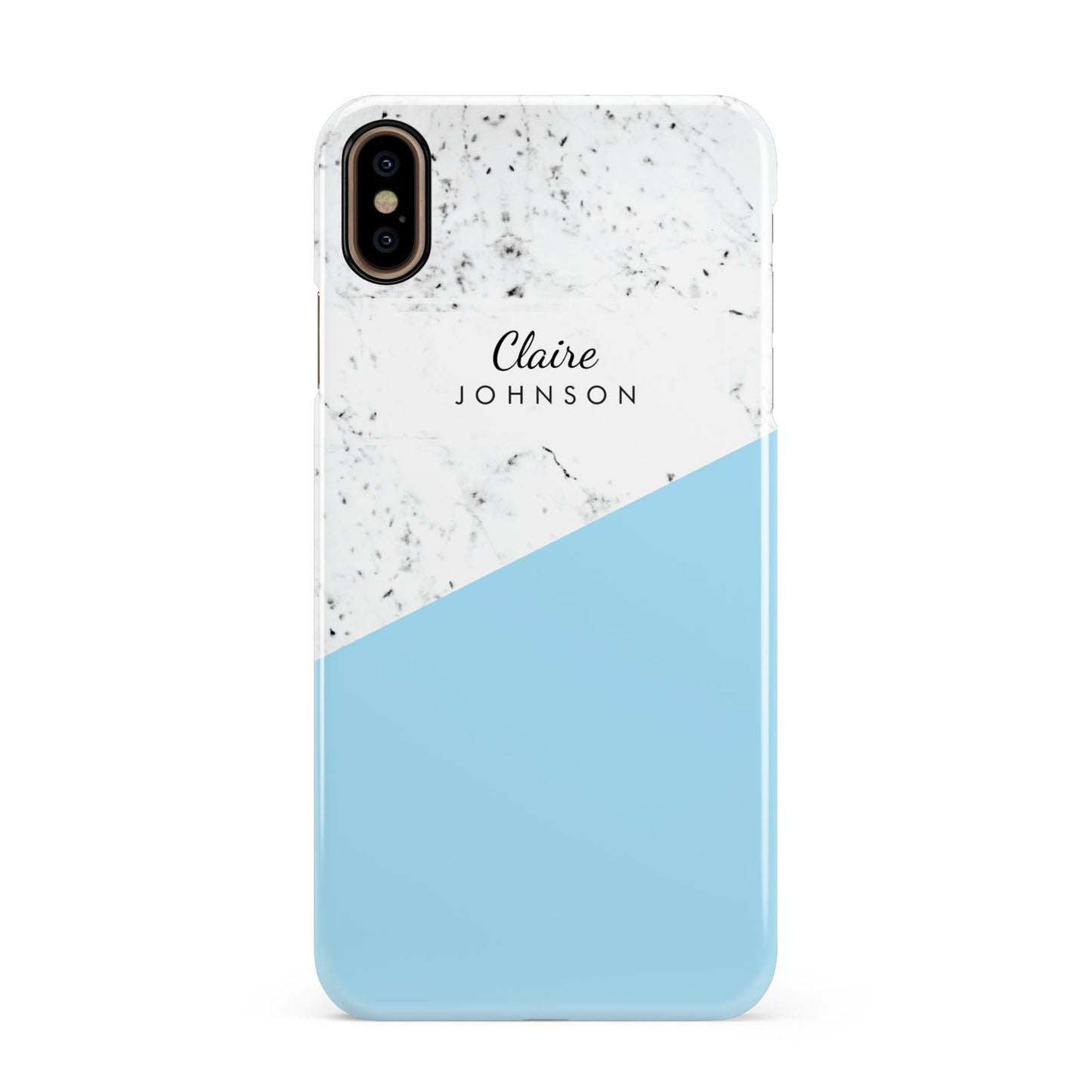 Personalised Blue Marble With Name Initials Apple iPhone Xs Max 3D Snap Case