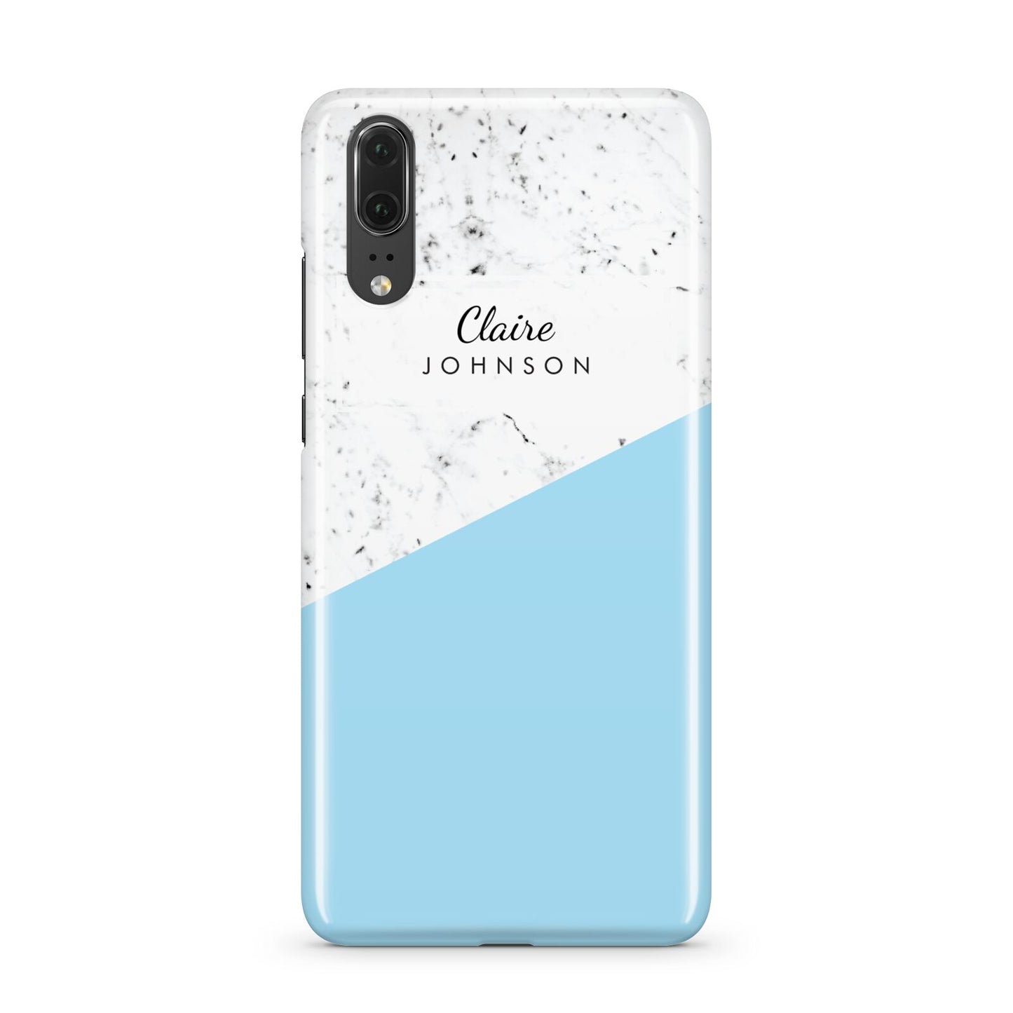 Personalised Blue Marble With Name Initials Huawei P20 Phone Case