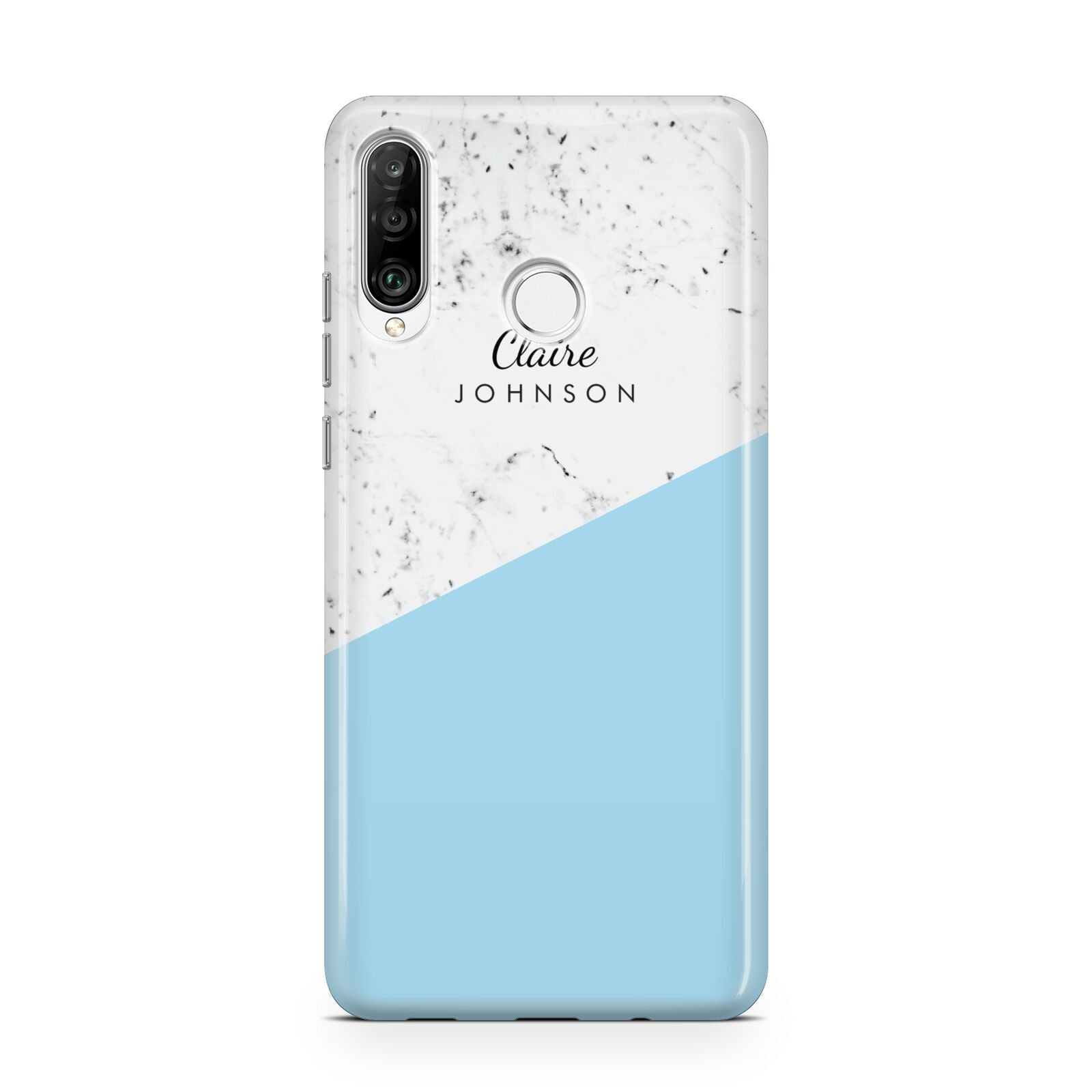 Personalised Blue Marble With Name Initials Huawei P30 Lite Phone Case