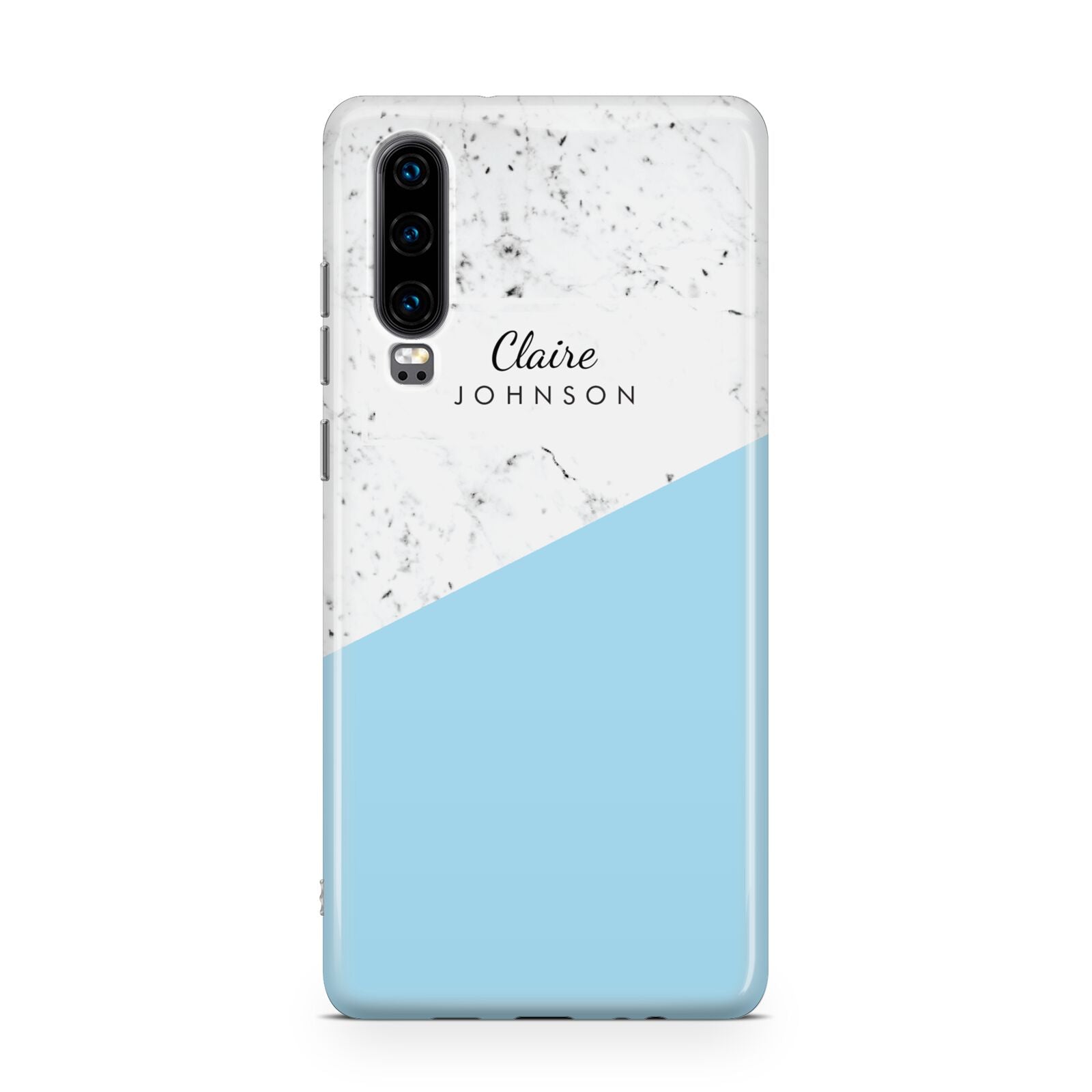 Personalised Blue Marble With Name Initials Huawei P30 Phone Case