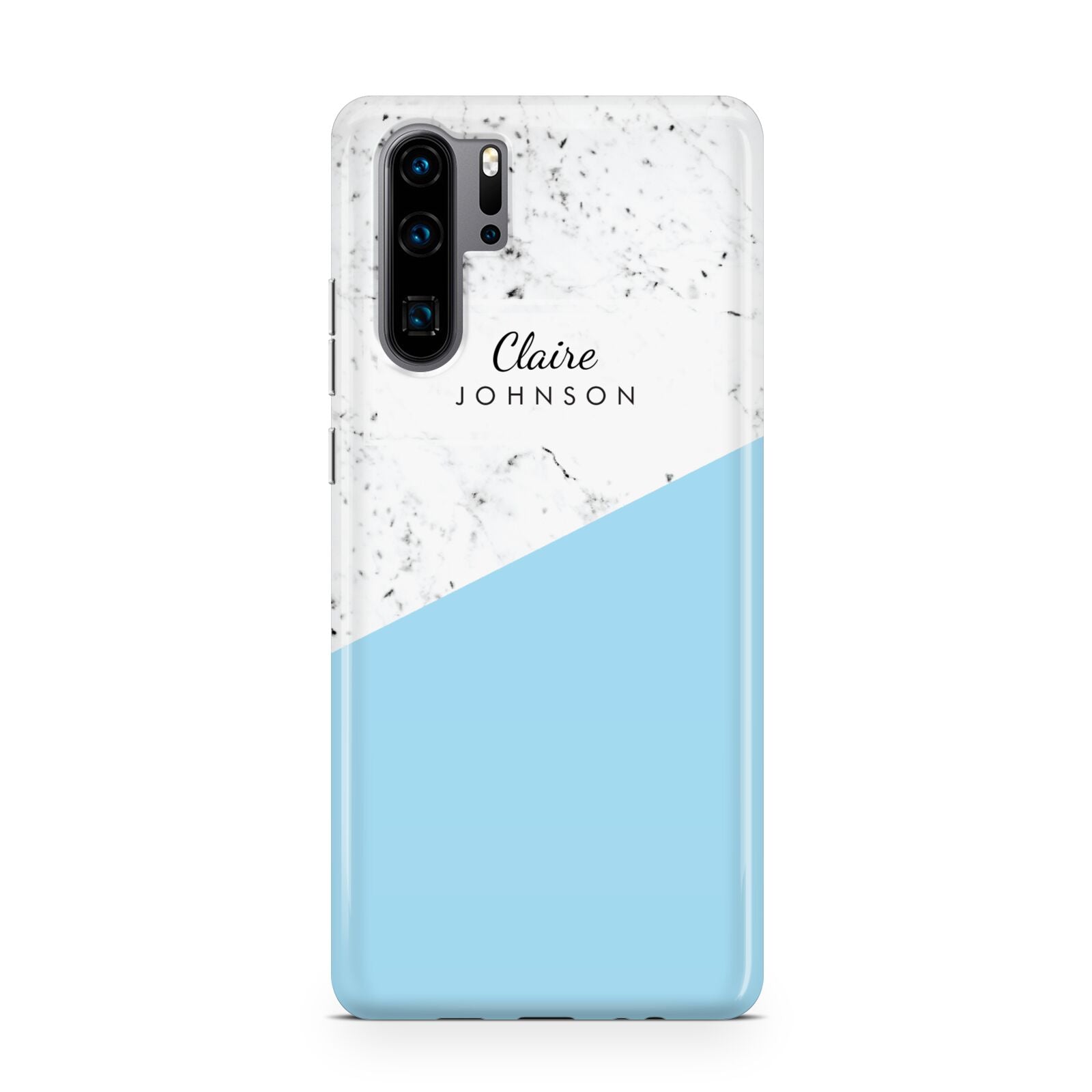 Personalised Blue Marble With Name Initials Huawei P30 Pro Phone Case