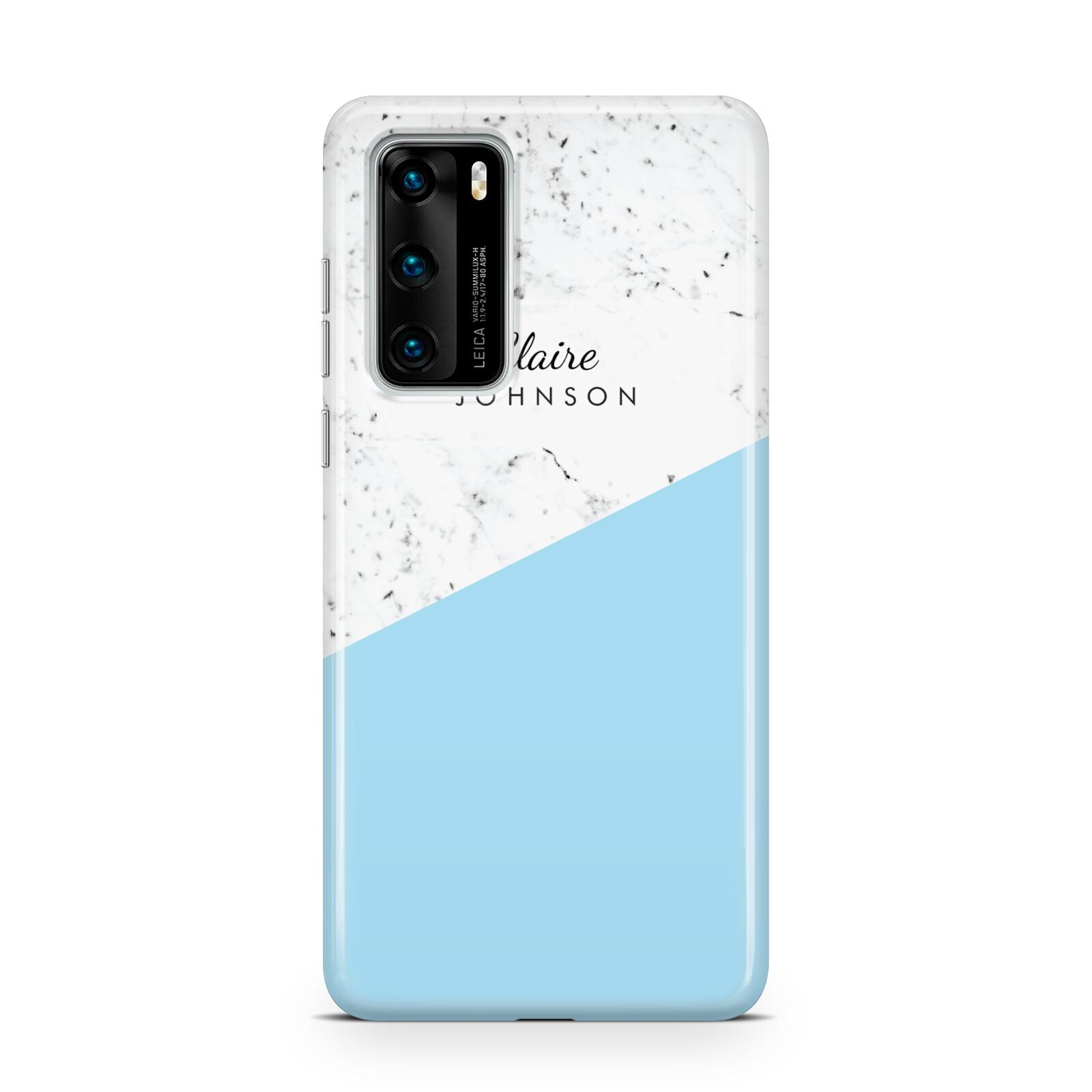 Personalised Blue Marble With Name Initials Huawei P40 Phone Case