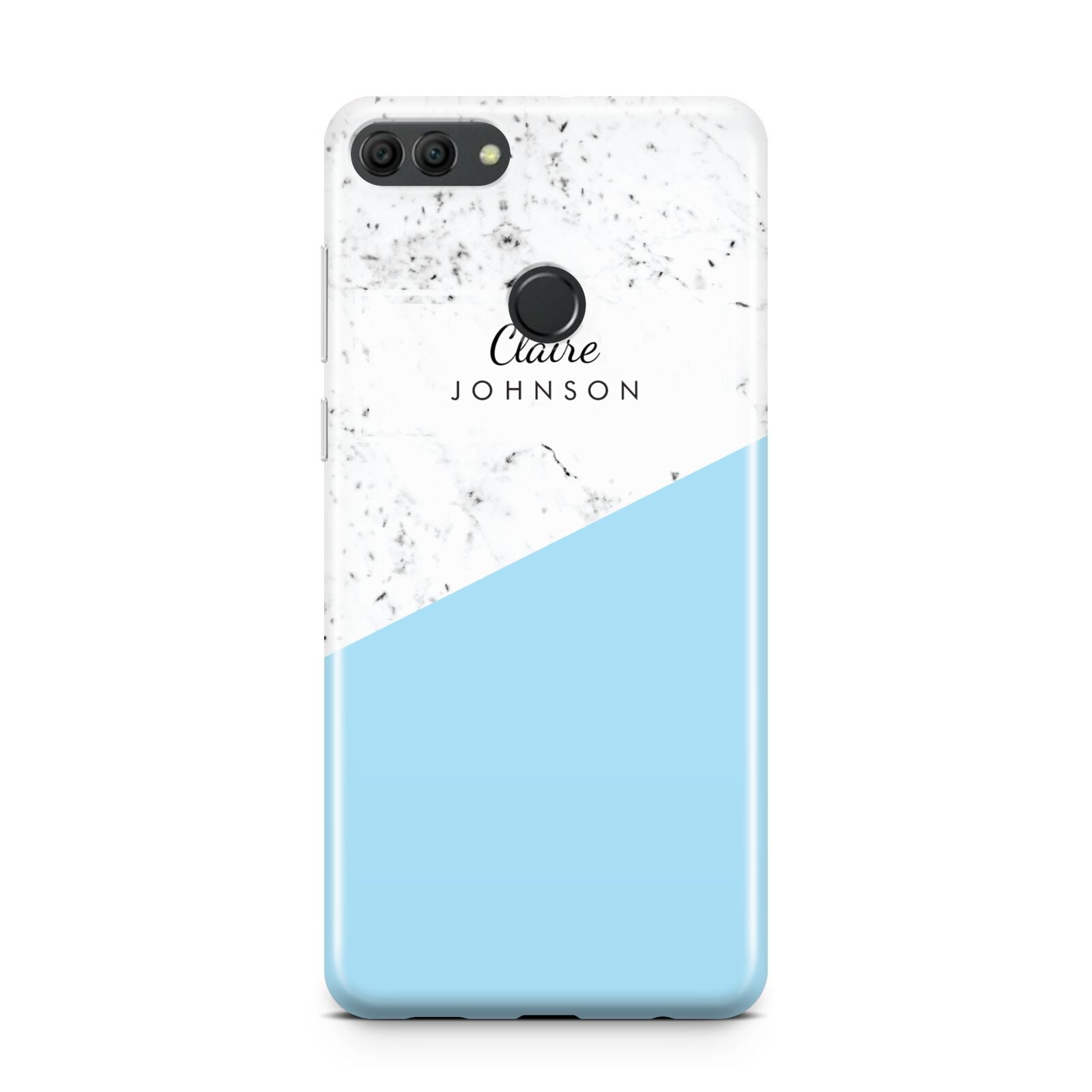 Personalised Blue Marble With Name Initials Huawei Y9 2018