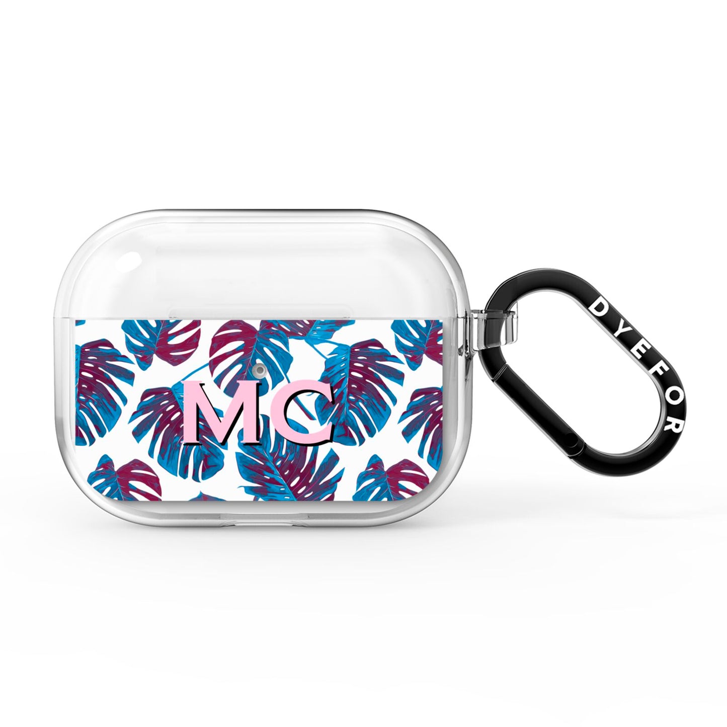 Personalised Blue Monstera Leaves AirPods Pro Clear Case