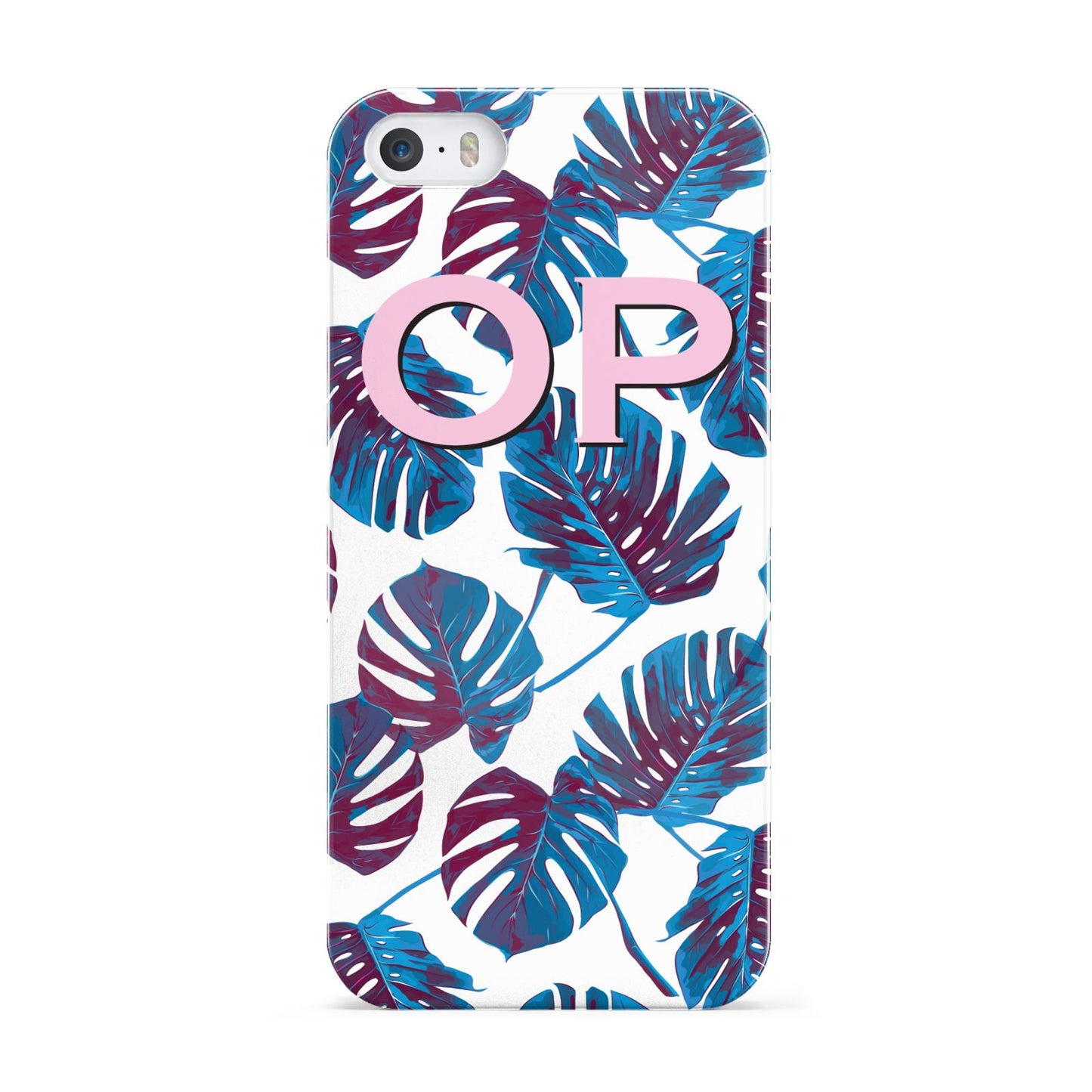 Personalised Blue Monstera Leaves Apple iPhone 5 Case